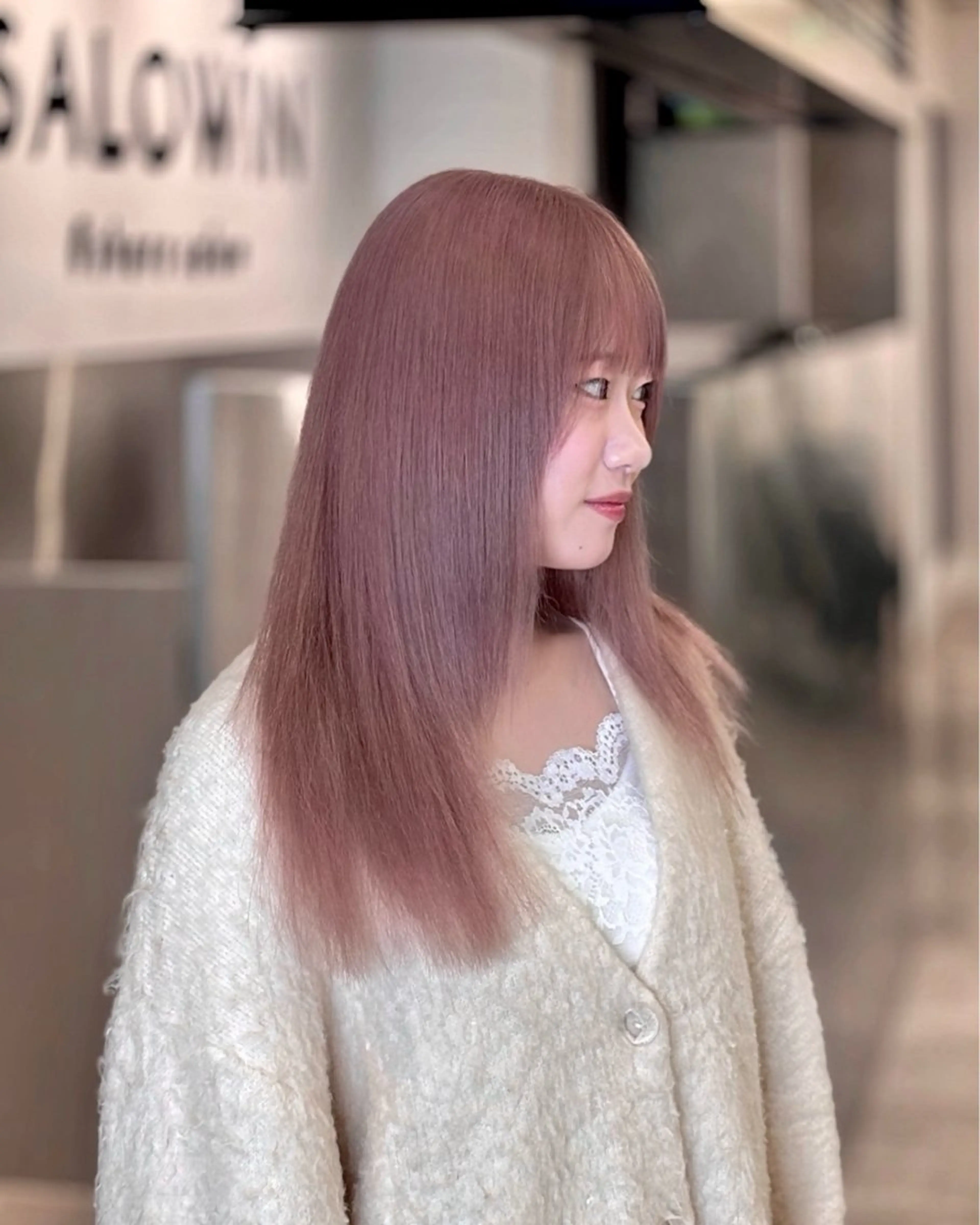 セミロング カラー カット ヘアカラー ヘアセット 柔らかbeige モトキのヘアスタイル