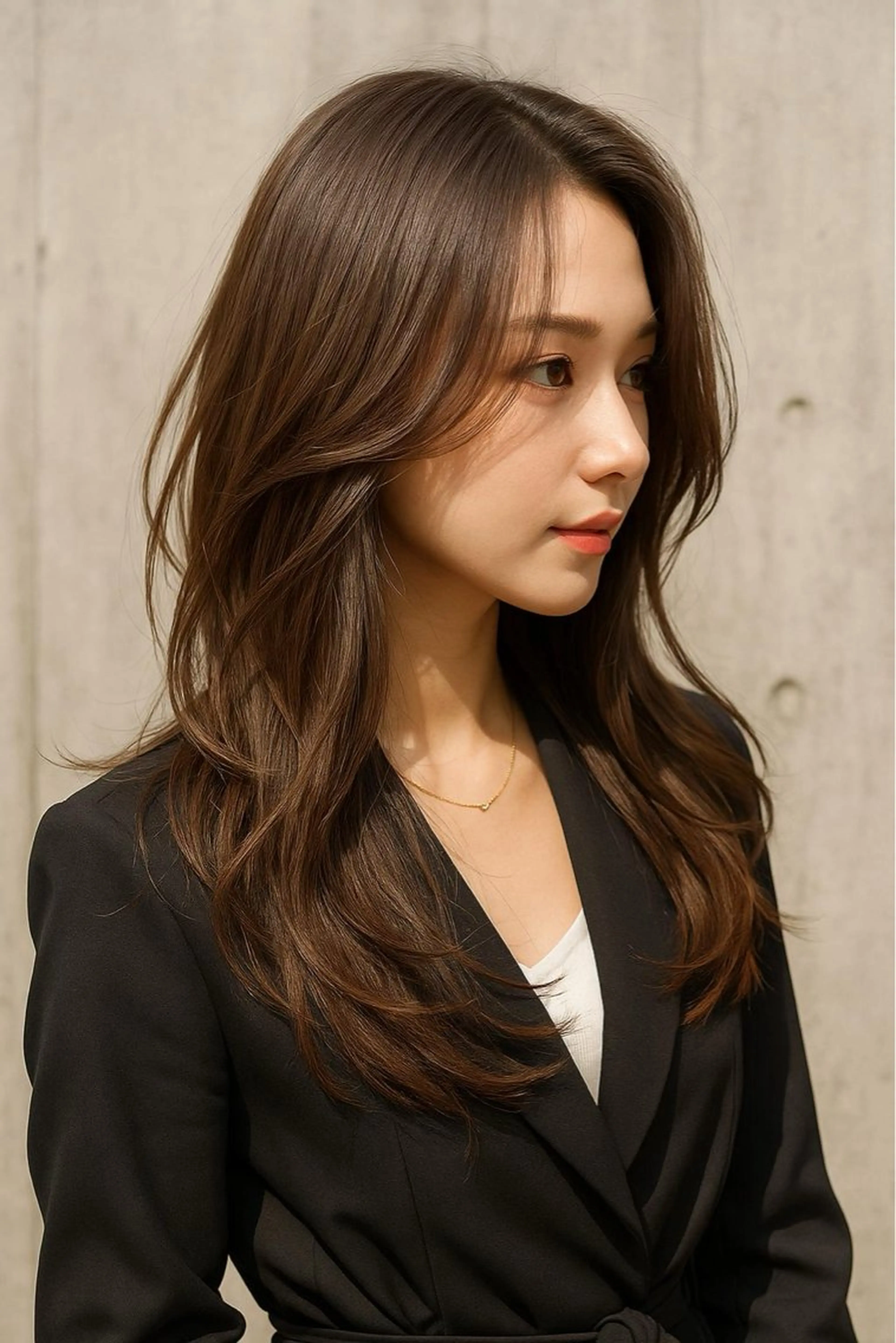 ロング カラー パーマ レイヤーカット カット ヘアカラー トリートメント さく/髪質改善× 縮毛矯正/町田のヘアスタイル