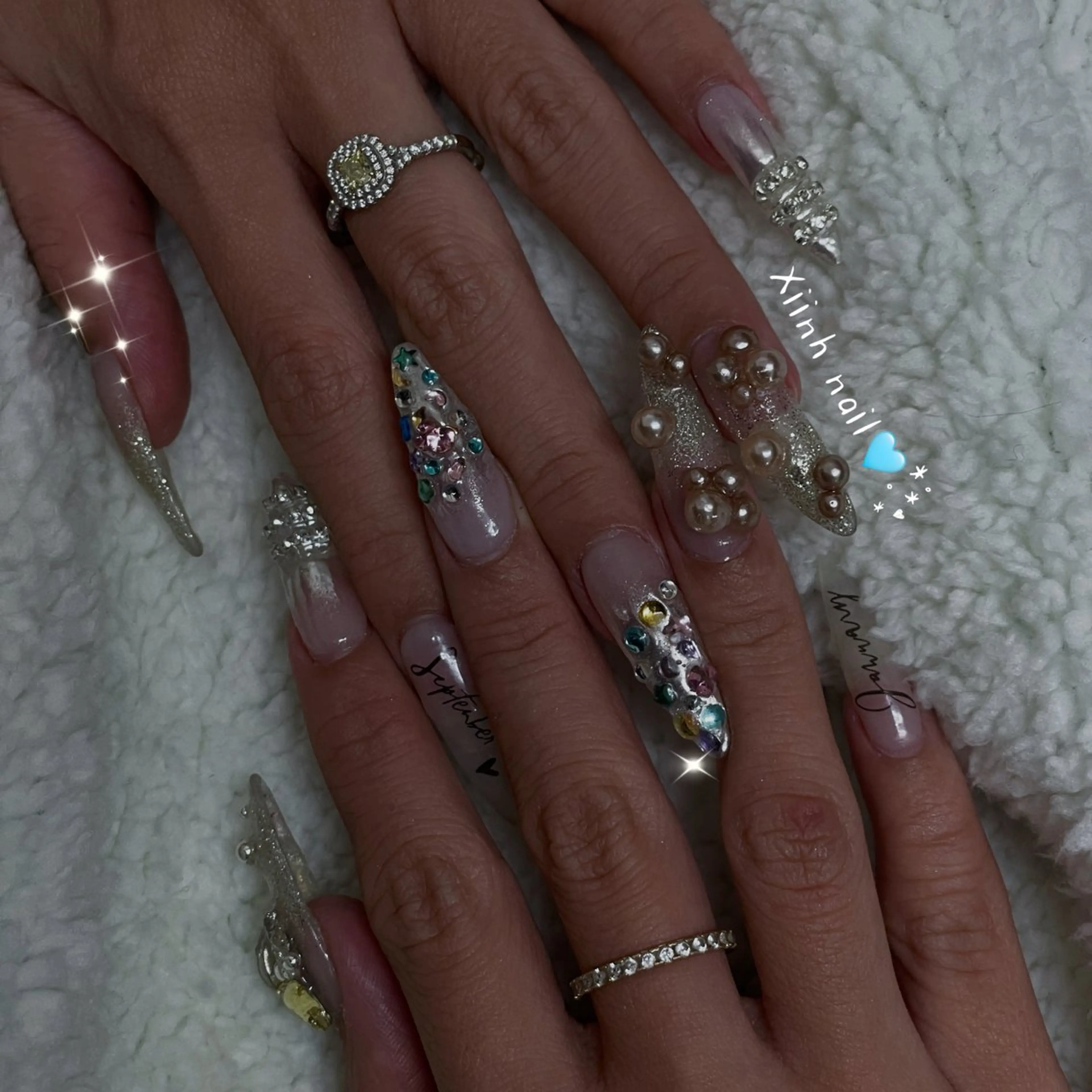 ネイル ブラウン チークネイル 桜ネイル 長さ出し フットネイル ハンドネイル XIINH NAIL SALONのネイルデザイン