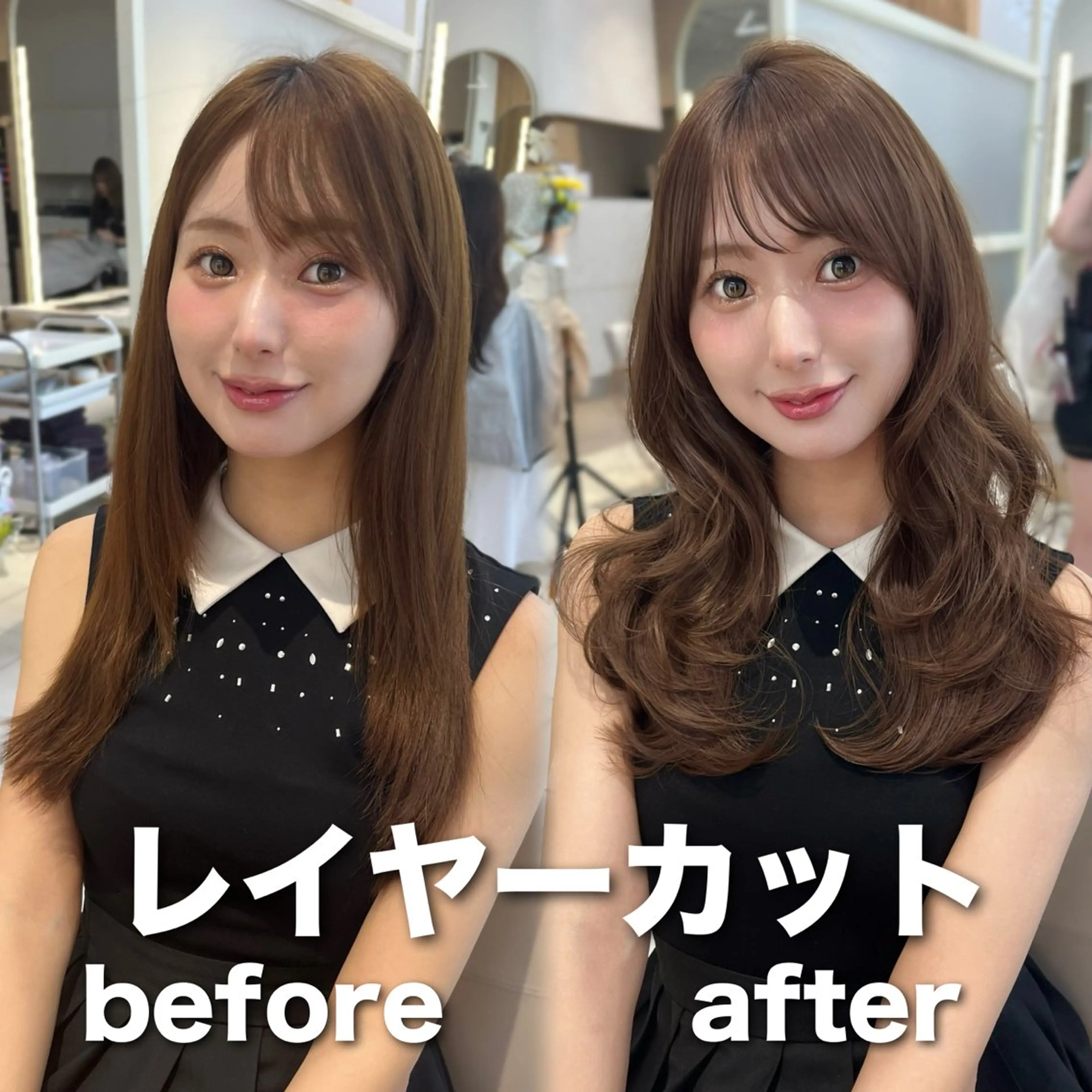 セミロング カラー 似合わせレイヤー/ 透明感カラーのヘアスタイル