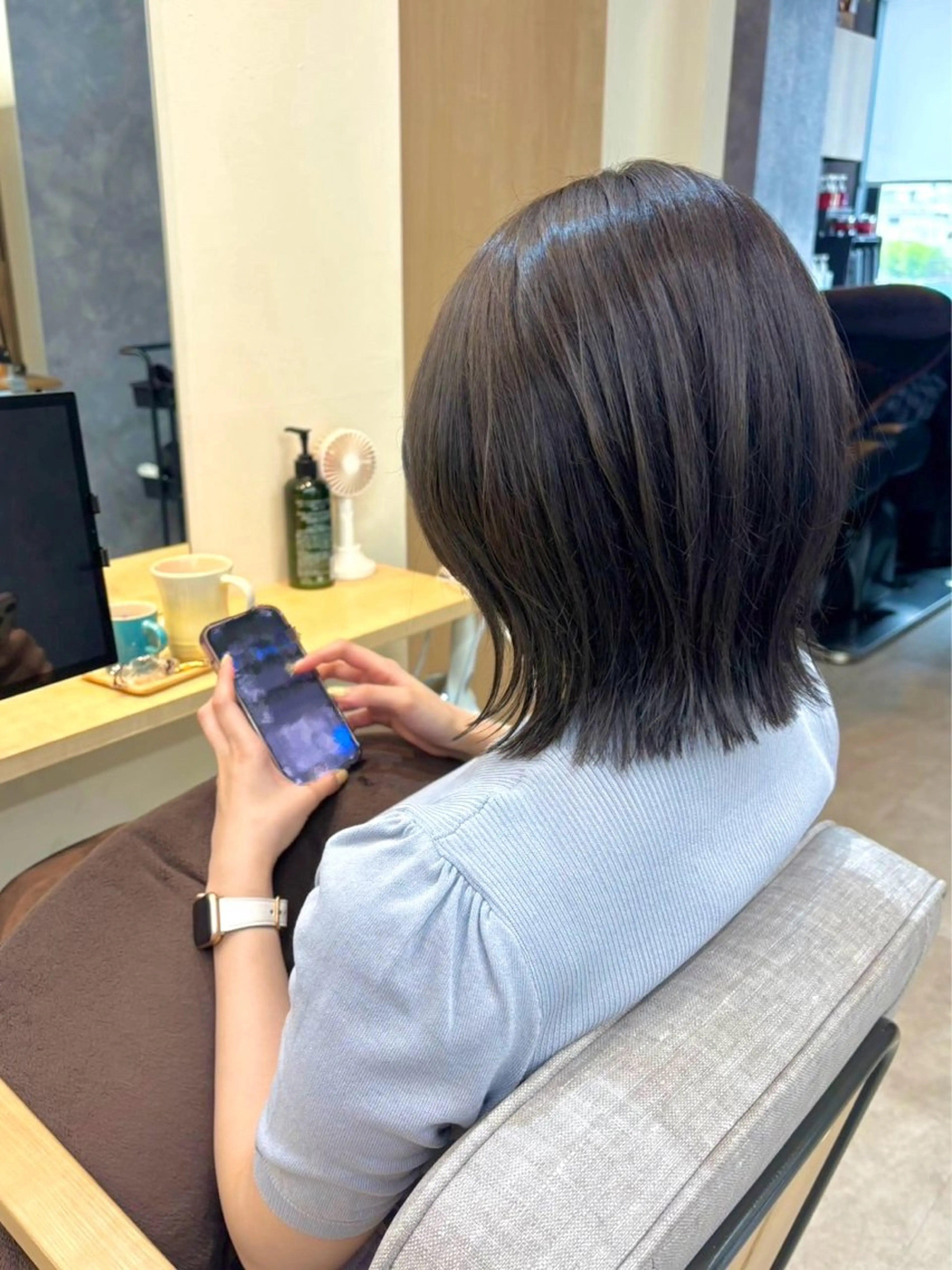 ミディアム カラー アッシュ イルミナカラー ラベンダーカラー ラベンダーアッシュ ボブ 桜木町2分/くびれ /ボブ/ナチュラルのヘアスタイル