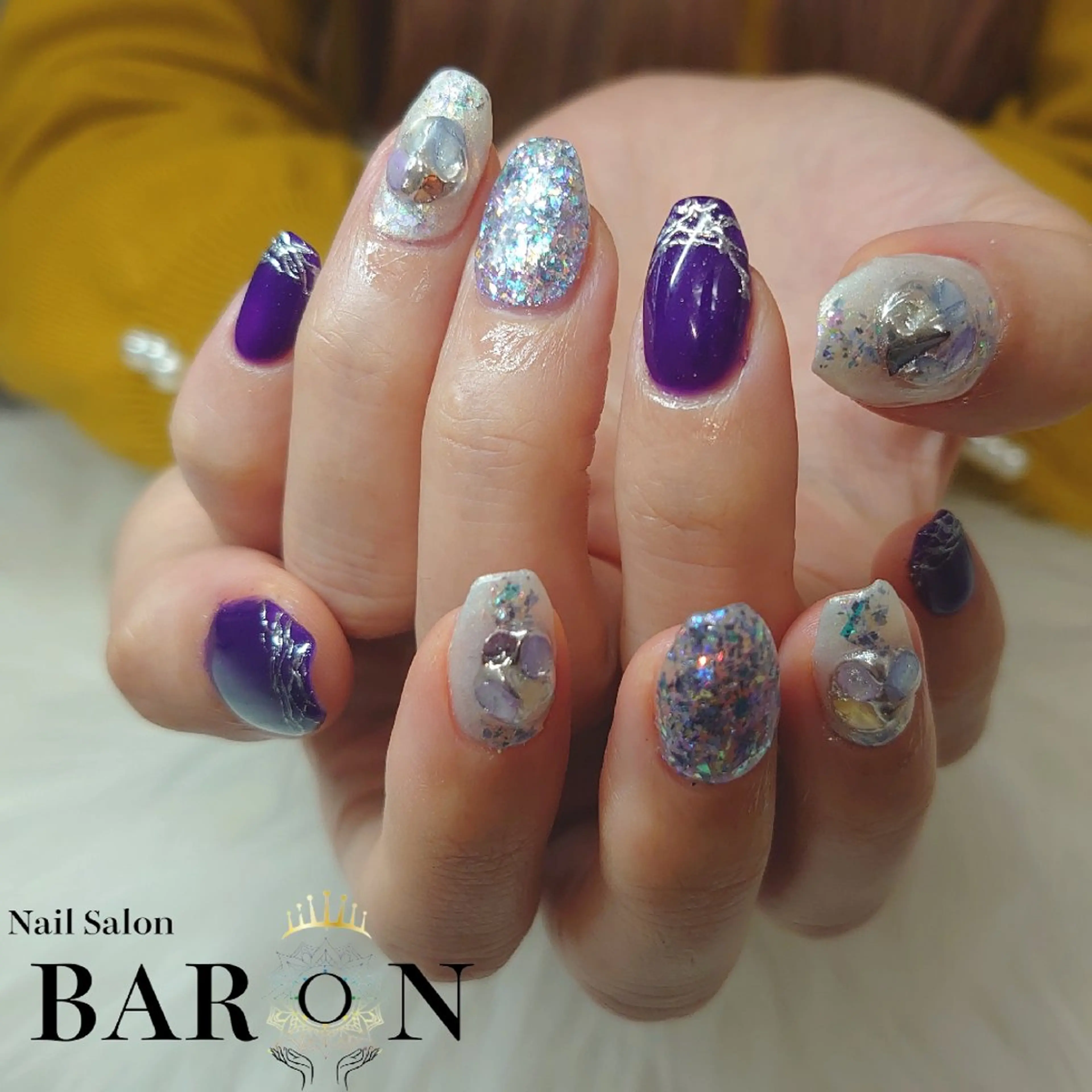 ネイル アートネイル フレンチネイル ミラーネイル ♛BARON♛ AOIのネイルデザイン