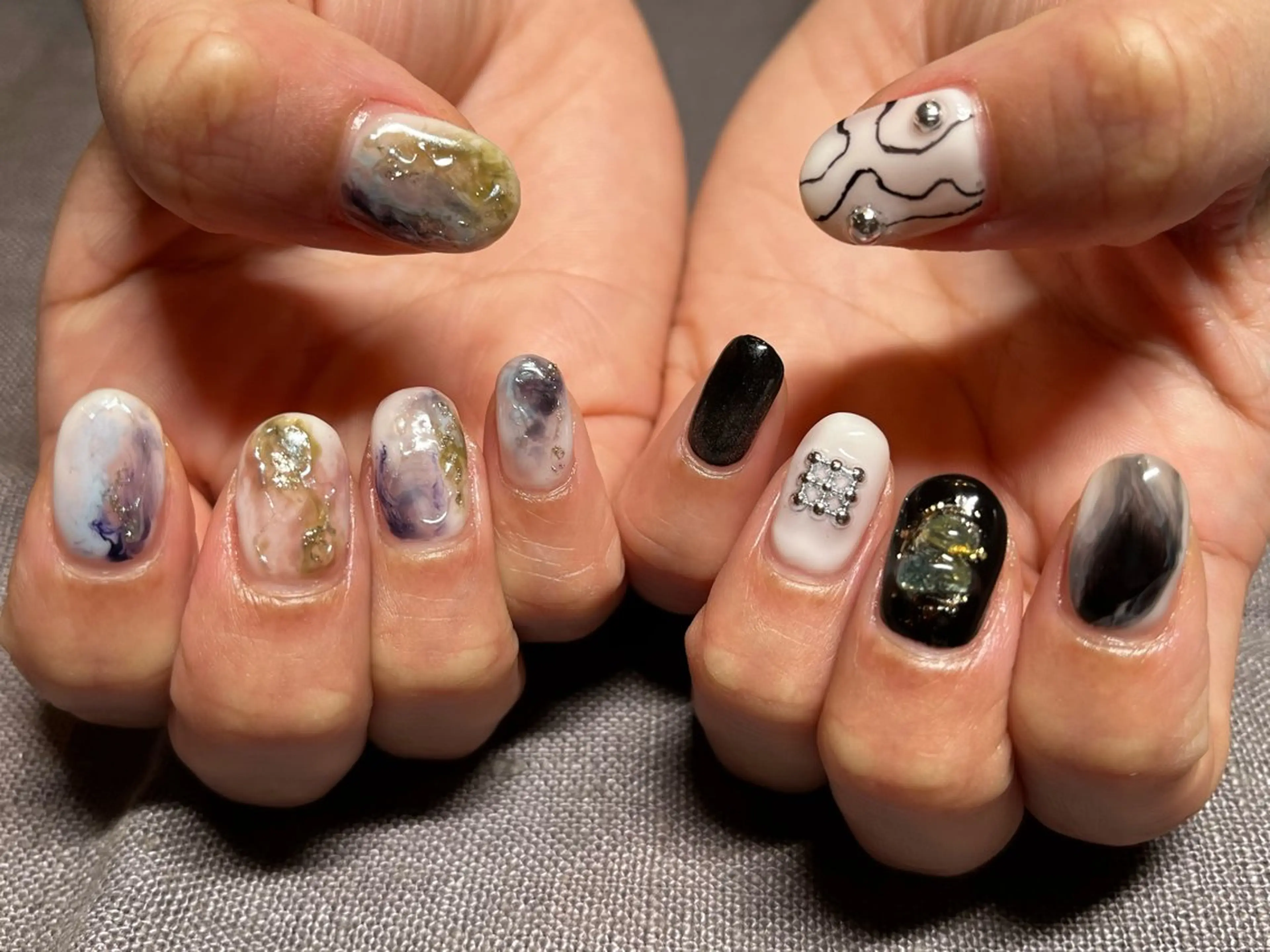 ネイル アートネイル 長さ出し 持ち込み スカルプネイル atelier mofのネイルデザイン