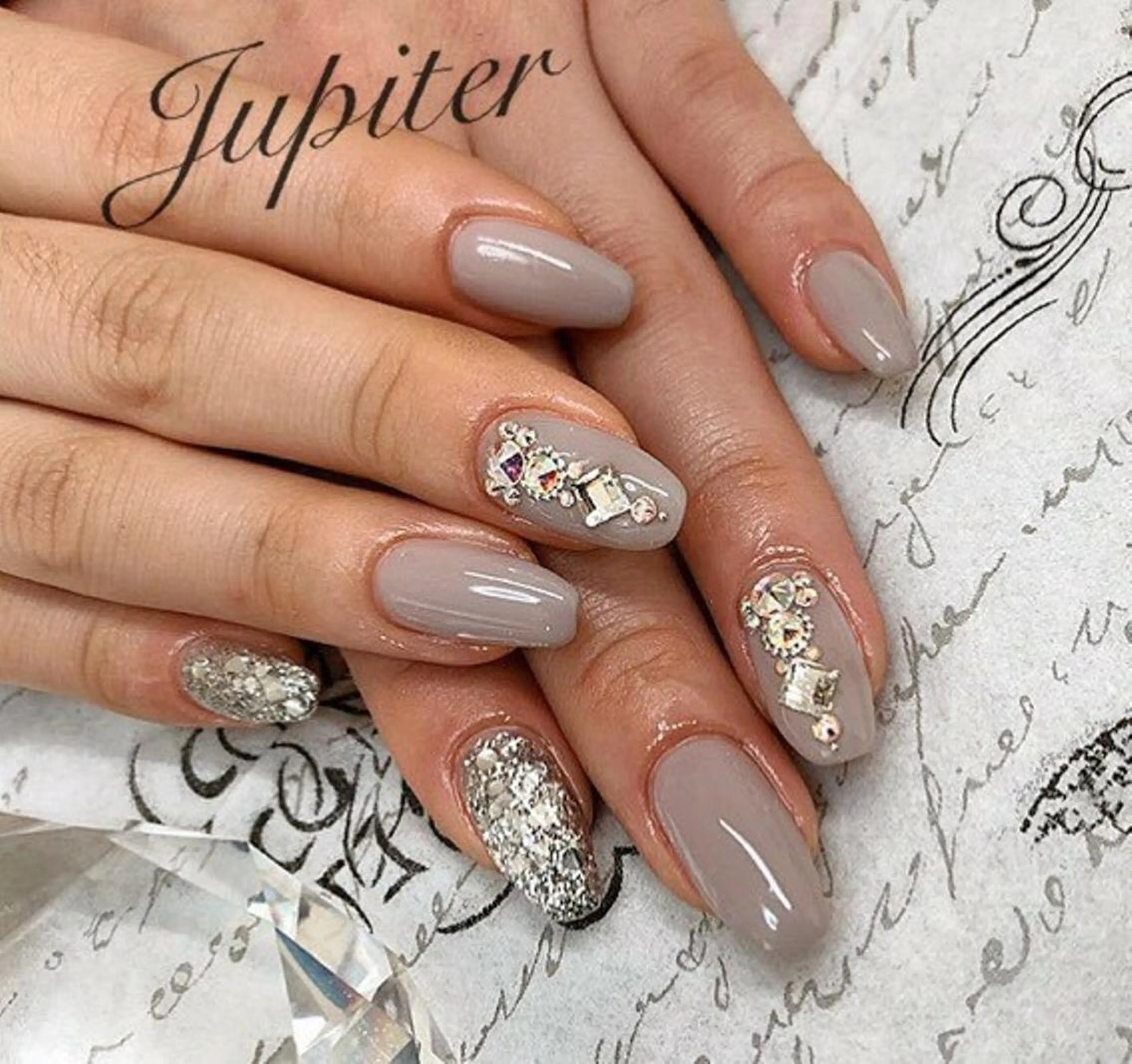 ネイル スクエアネイル ストーンネイル ハンドネイル PrivateSalon Jupiter所属・Jupiter .のネイルデザイン