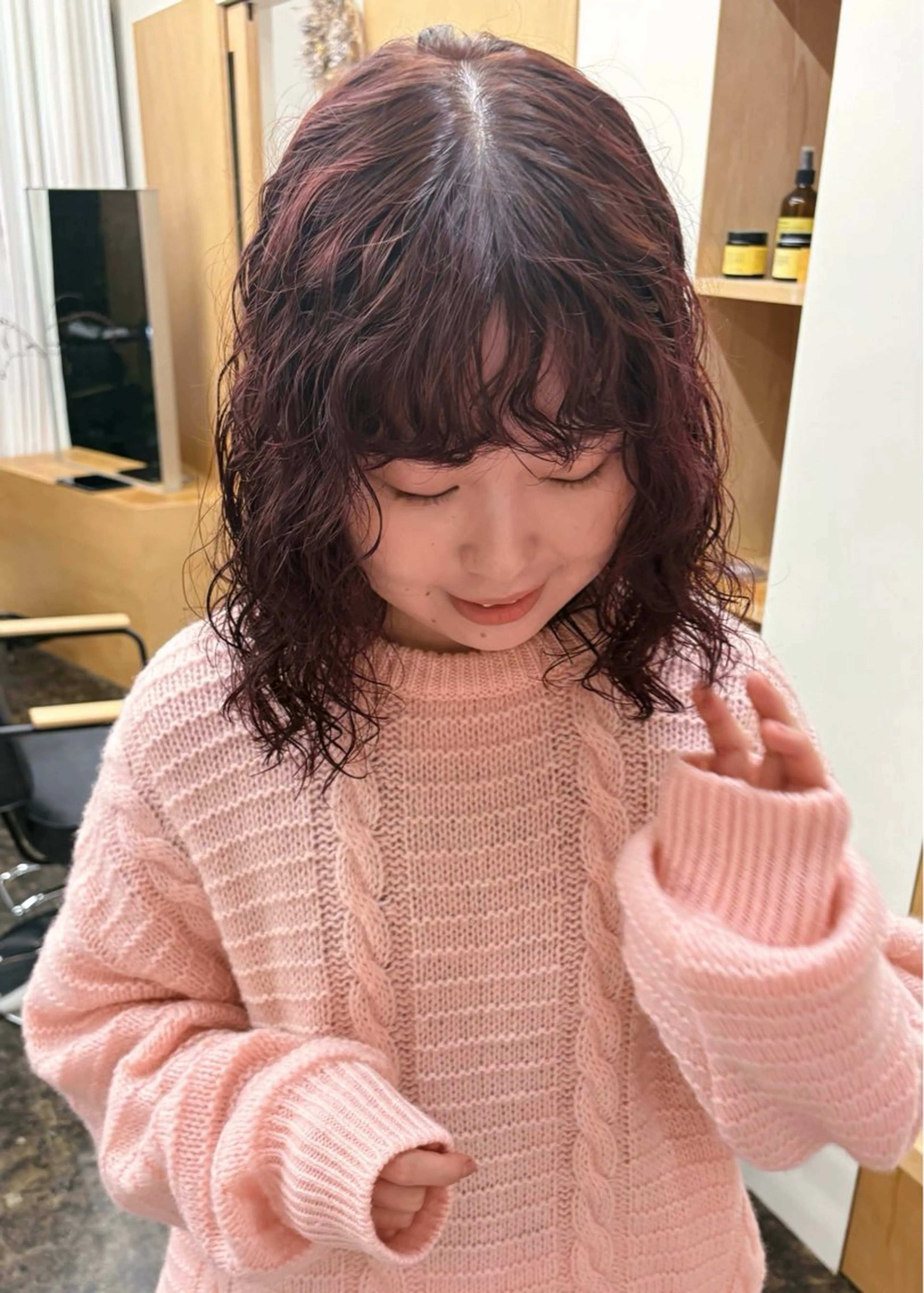 ミディアム パーマ ミディアムパーマ パーマ 西山 紗耶香🪽 透明感カラー/ボブのヘアスタイル