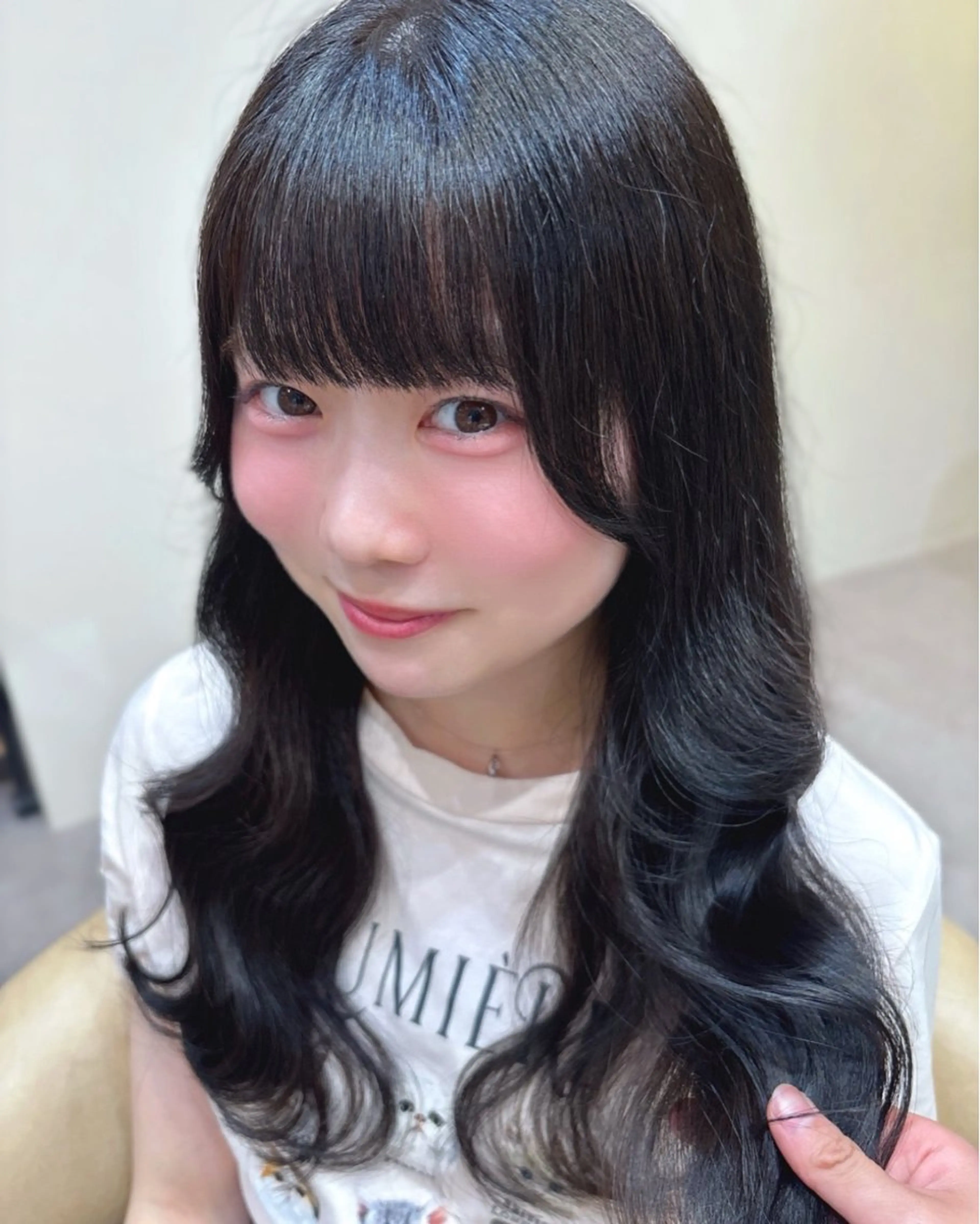 ロング カラー 黒髪 透明感カラー カット ヘアカラー TinkerLip  ティンカーリップ所属・艶暗髪 ピンクカラー 似合わせカット 栄のヘアスタイル