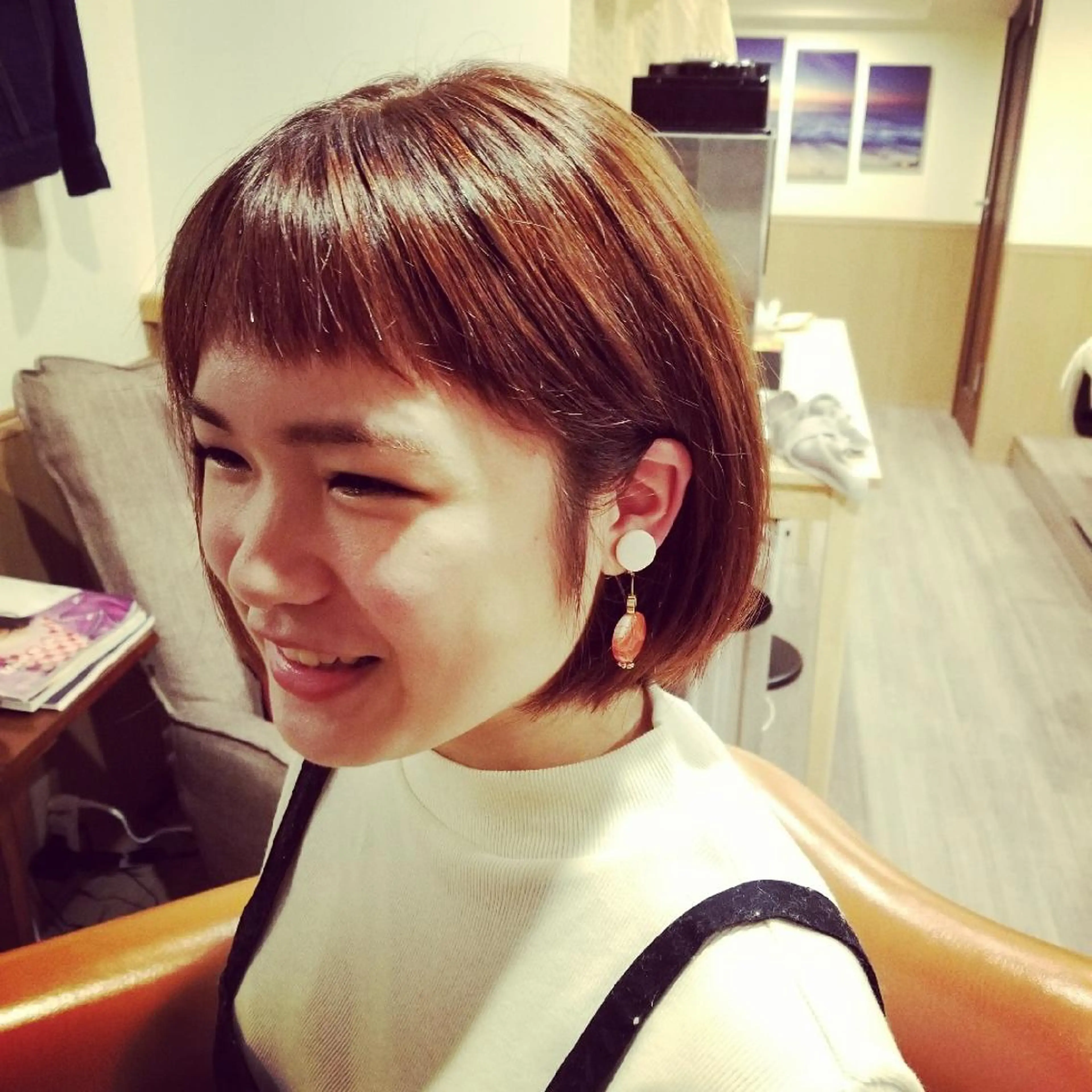 ショート カラー ショートボブ ブラウンカラー ナチュラルブラウン ピンクカラー レッドカラー カット spa hair  ark 富井直美のヘアスタイル