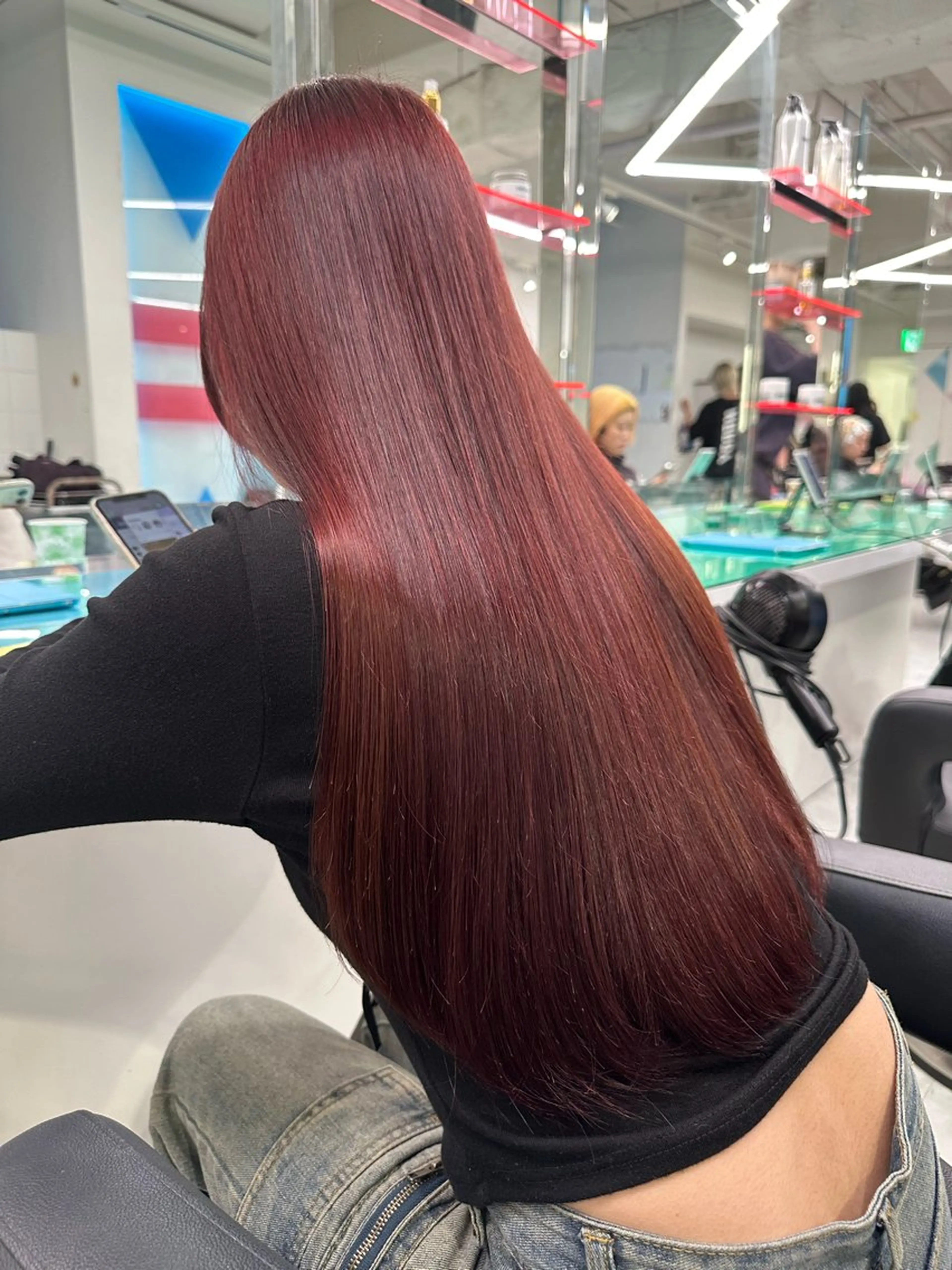 ロング カラー ブリーチ ブリーチなしカラー レッドカラー ヘアカラー トリートメント 渋谷/透明感カラー /半個室/こうめいのヘアスタイル