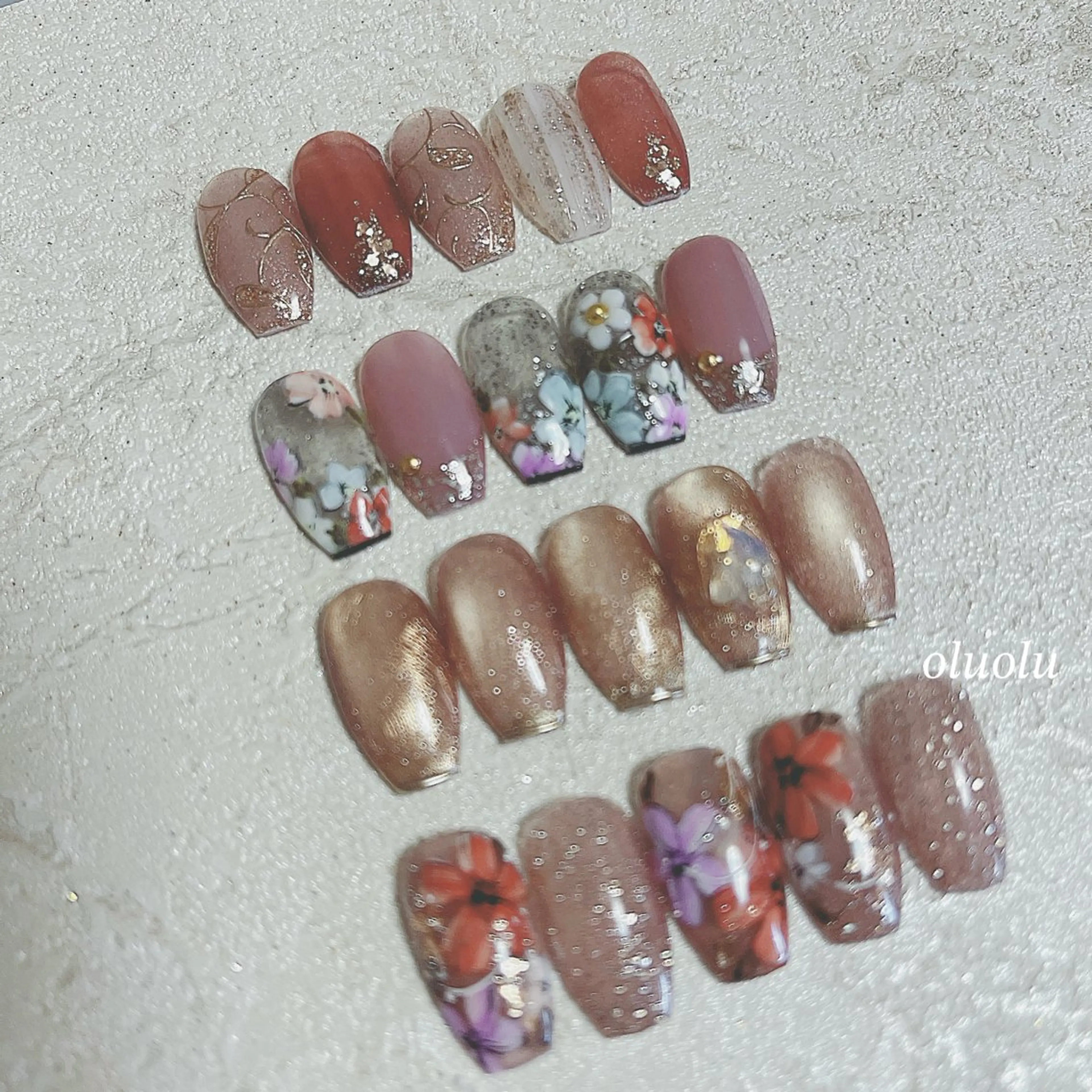 ネイル フラッシュネイル フラワーネイル ニュアンスネイル ハンドネイル 大村 紬華のネイルデザイン