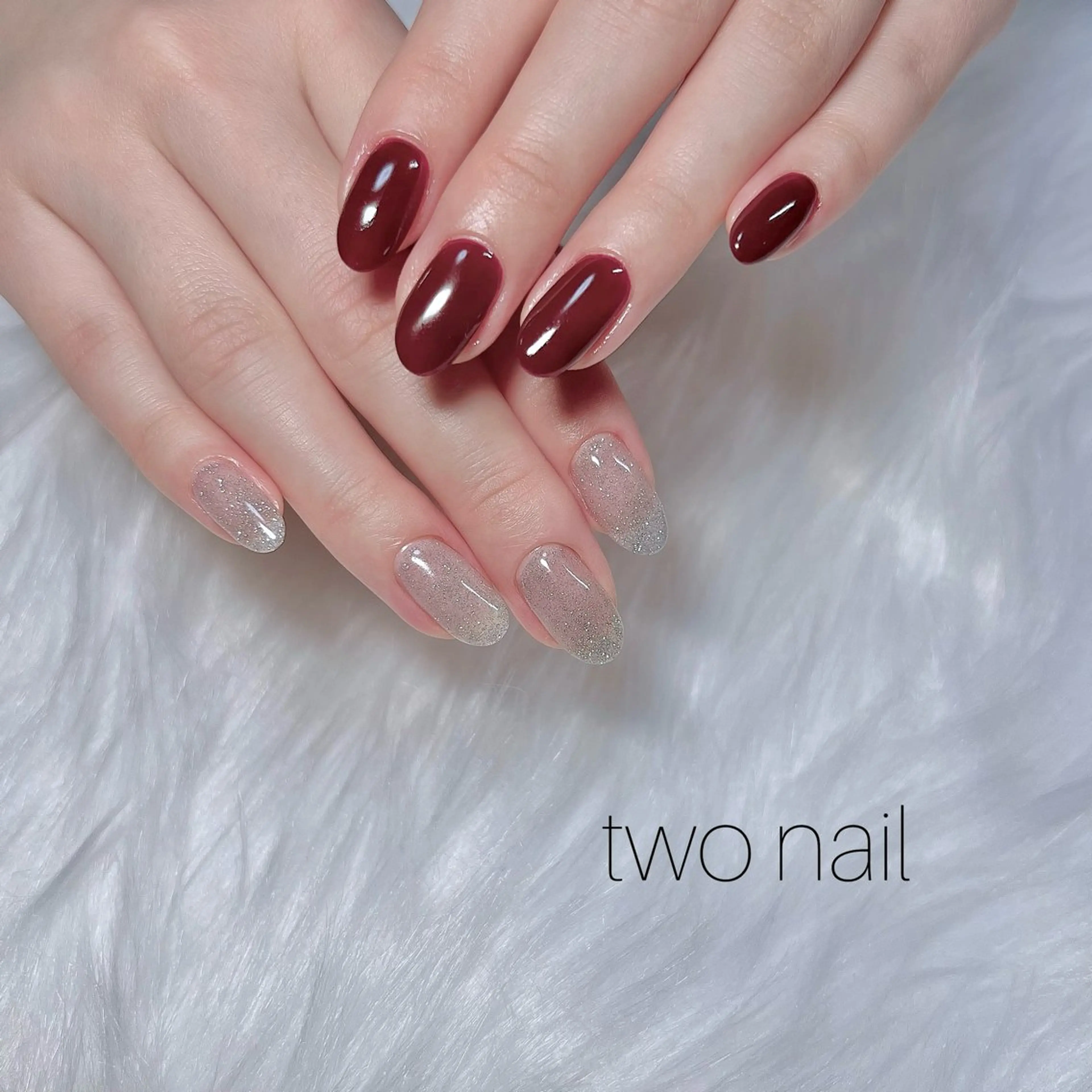 ネイル ネイルチップ ホワイト ハンドネイル two nailのネイルデザイン