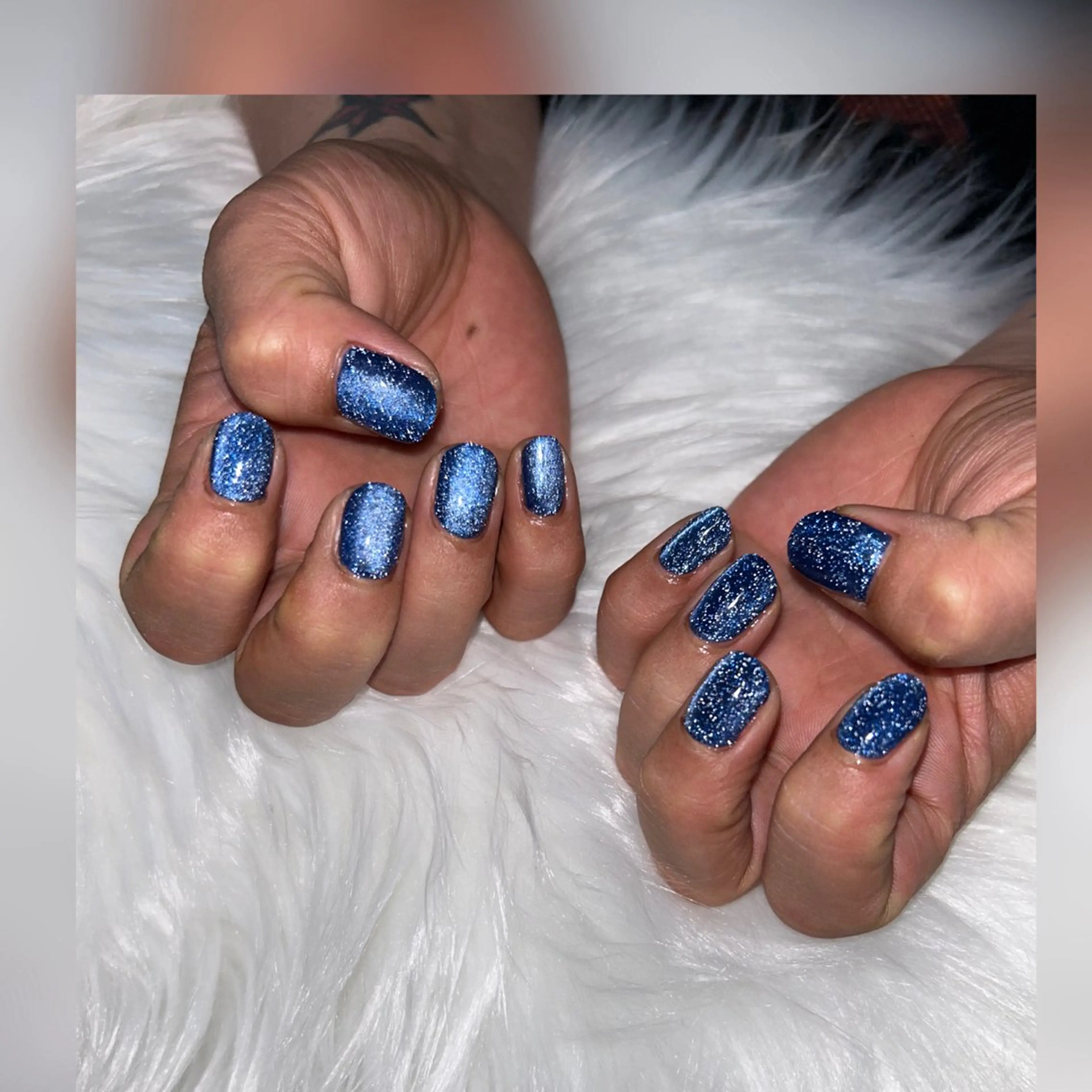 ネイル ブルー フラッシュネイル フラッシュマグ マグネットネイル ワンカラーネイル LittleMimi Nails安土のネイルデザイン