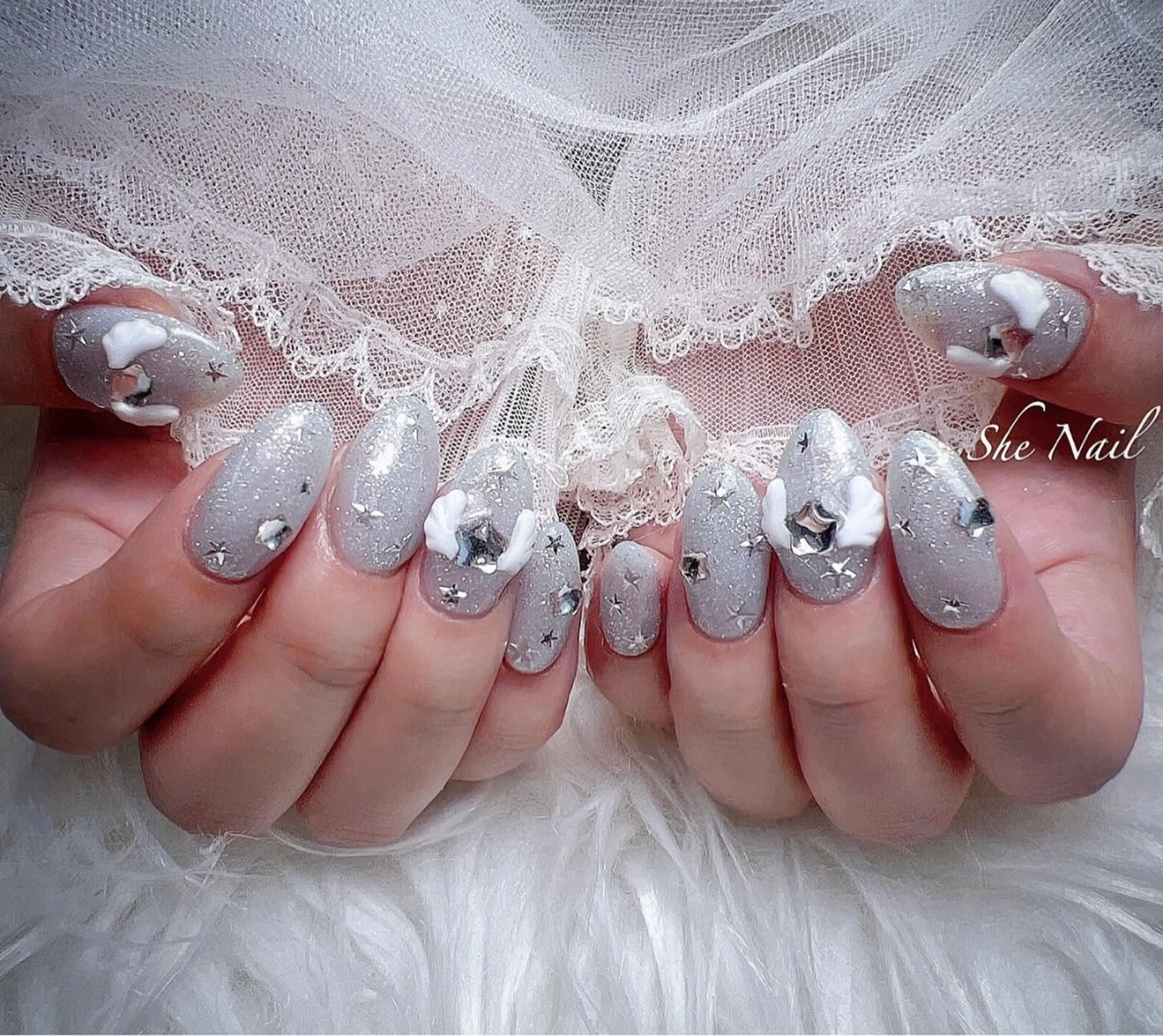 ネイル チークネイル ドット 長さ出し マグネットネイル 持ち込み She   Nail所属・ISA_ BELLAのネイルデザイン