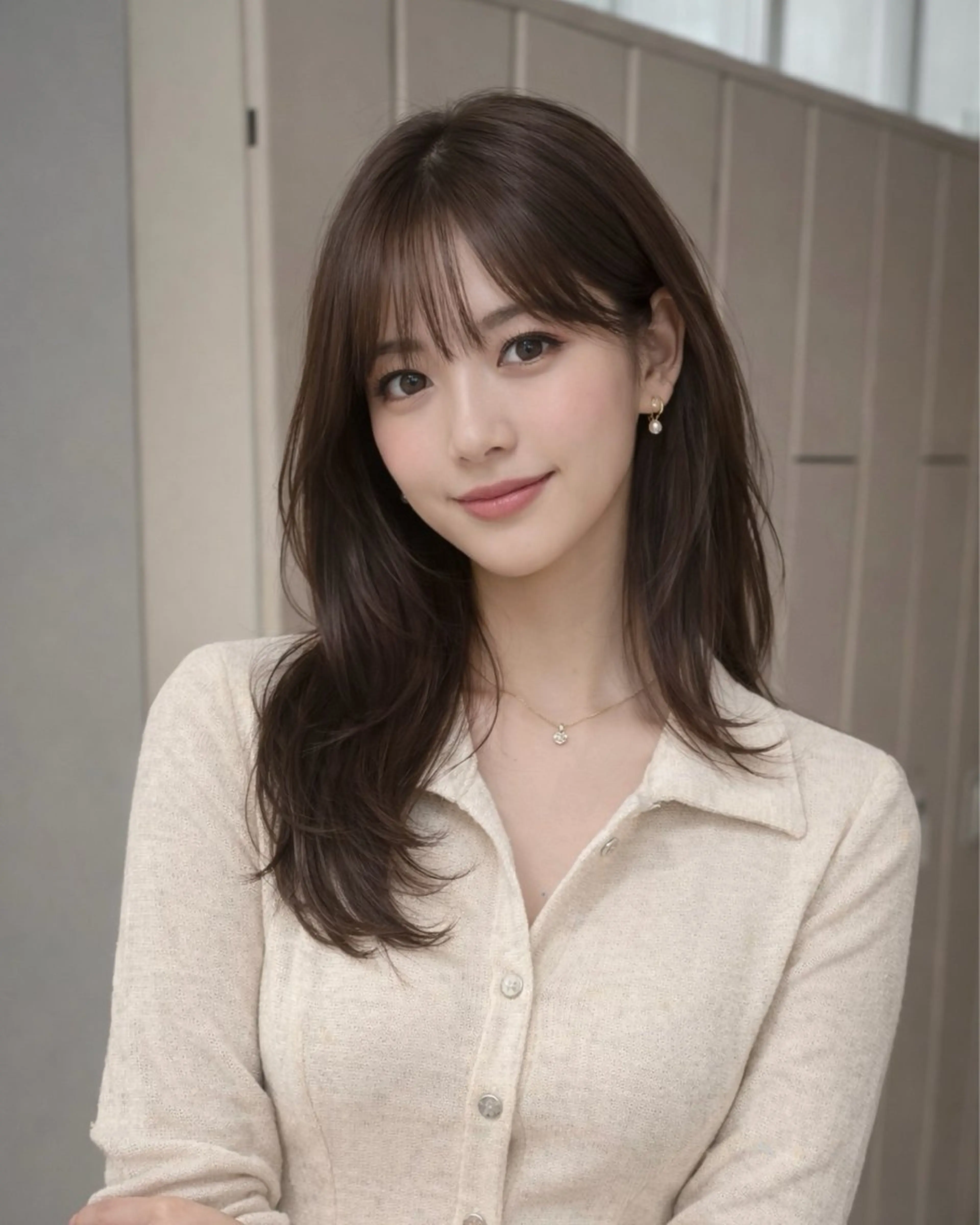 セミロング カラー カット 縮毛矯正 GrandLink 福本梓のヘアスタイル