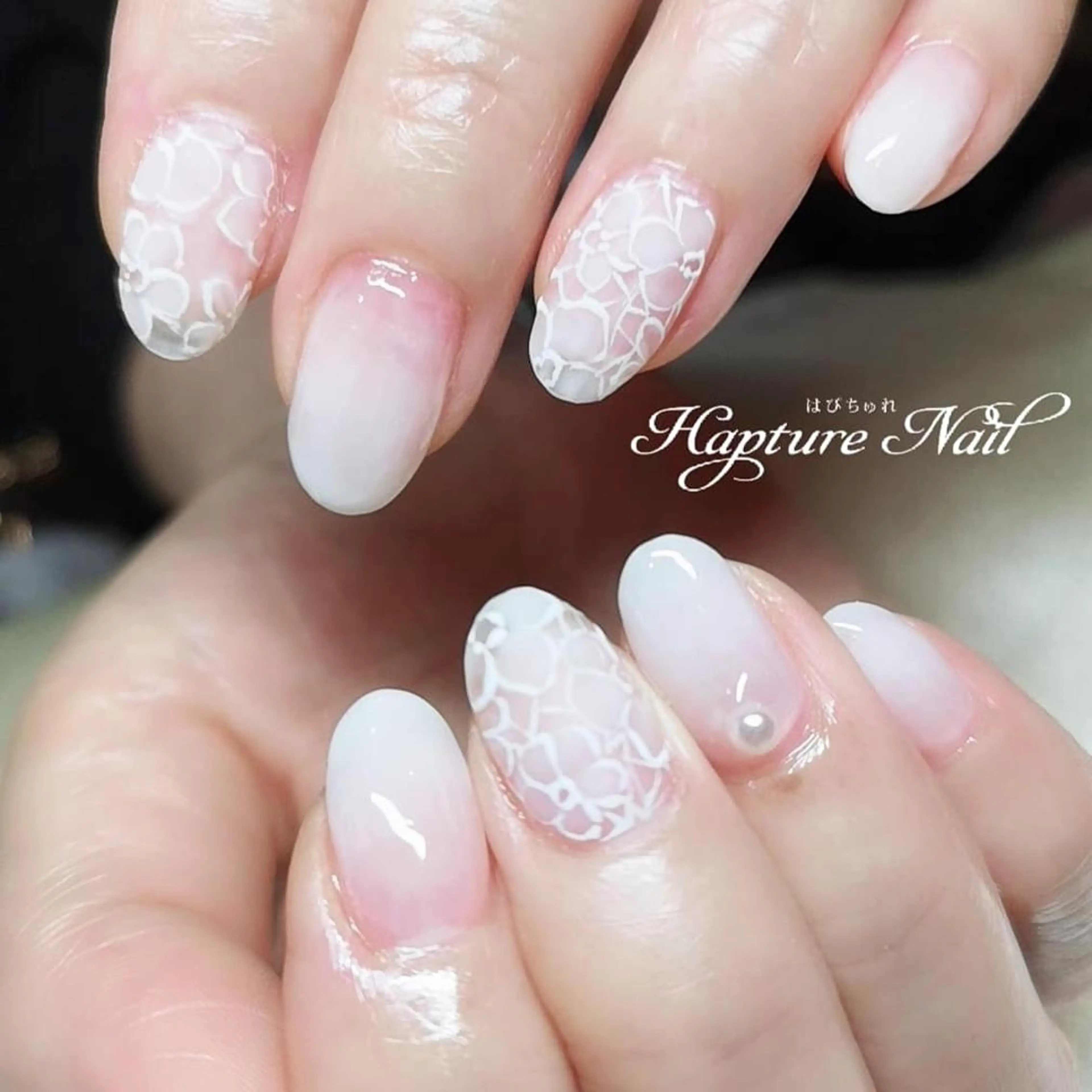 ネイル アートネイル グラデーション レース オフィスネイル シンプルネイル m- Hiroのネイルデザイン