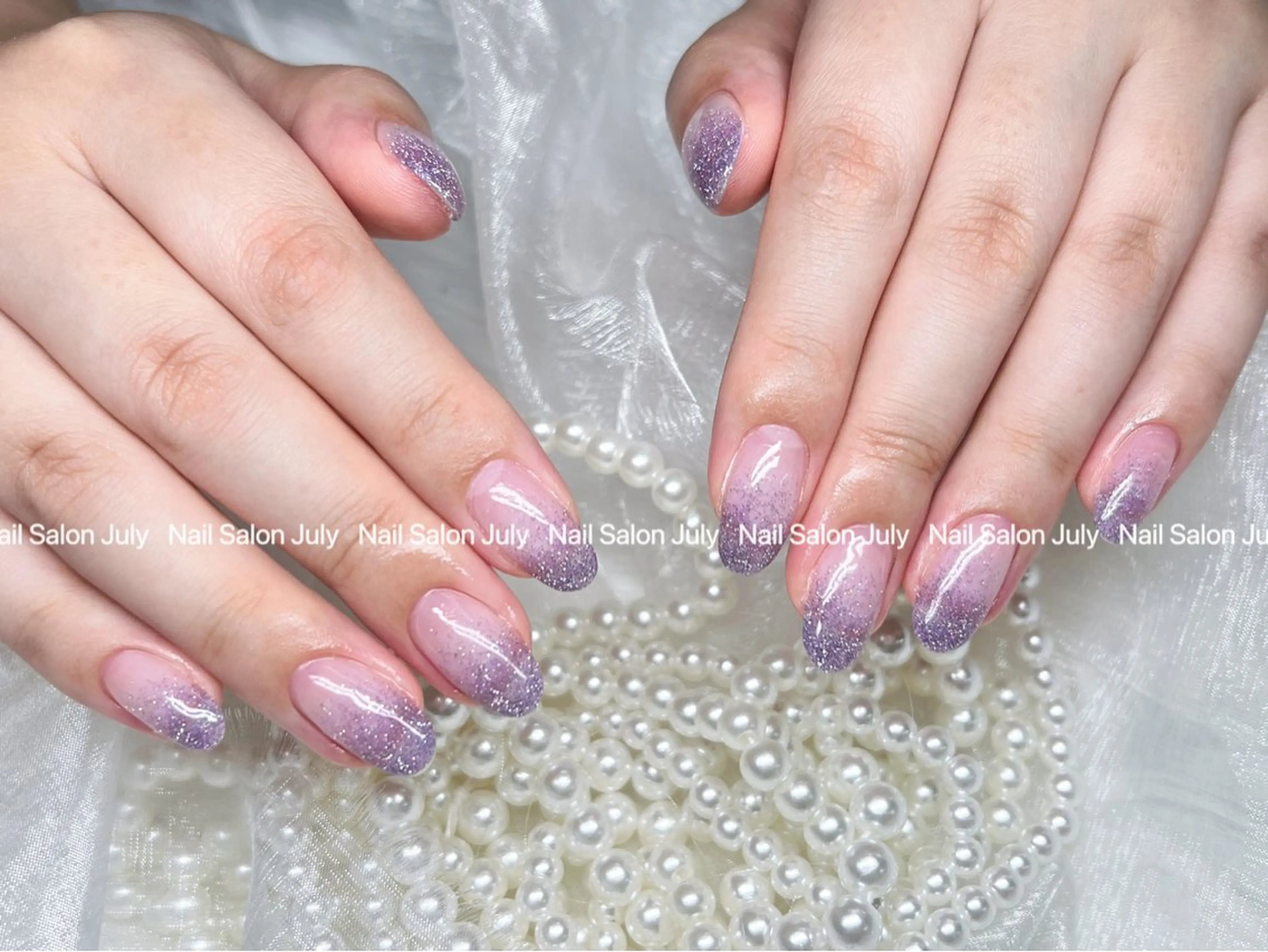 ネイル アートネイル オーロラネイル ジェルネイル ガーリー キラキラネイル ハンドネイル July モモのネイルデザイン