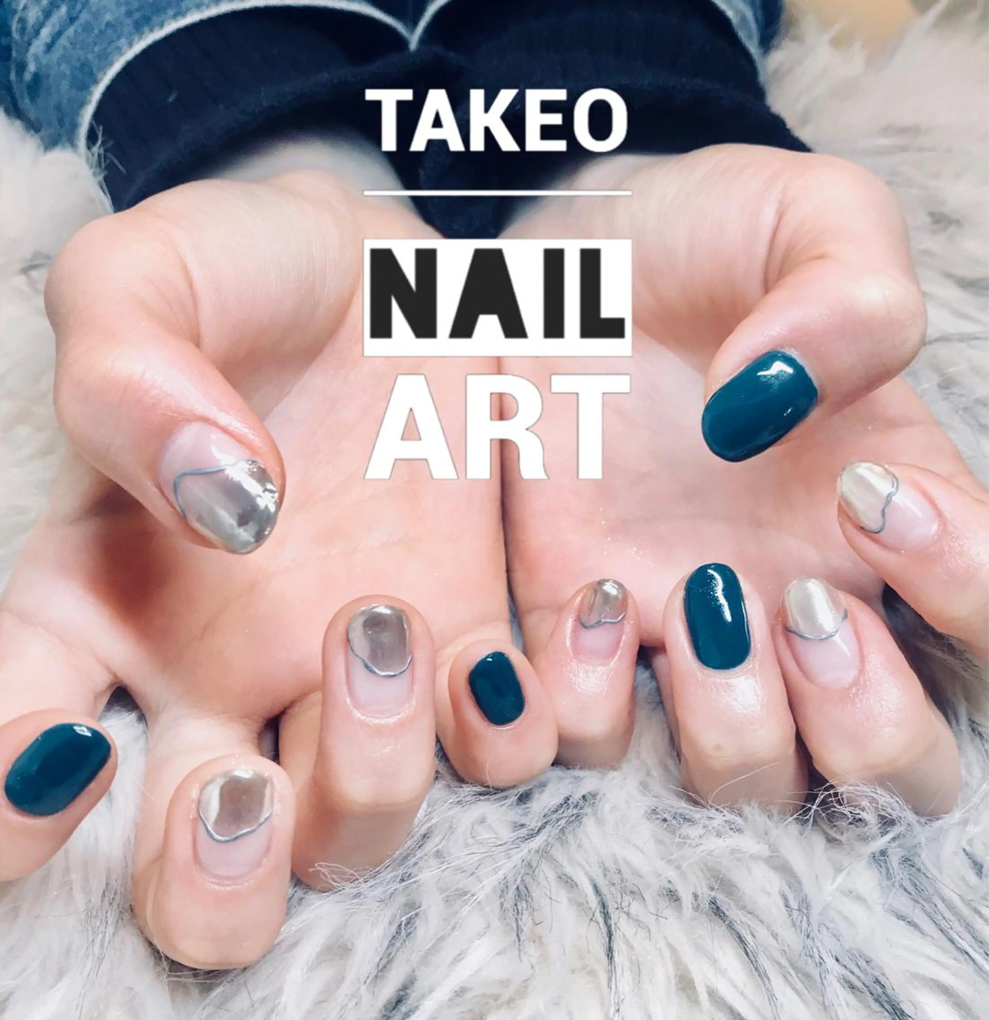 ショート ネイル グリーン ミラーネイル nail&eye Aoのマツエク・マツパデザイン