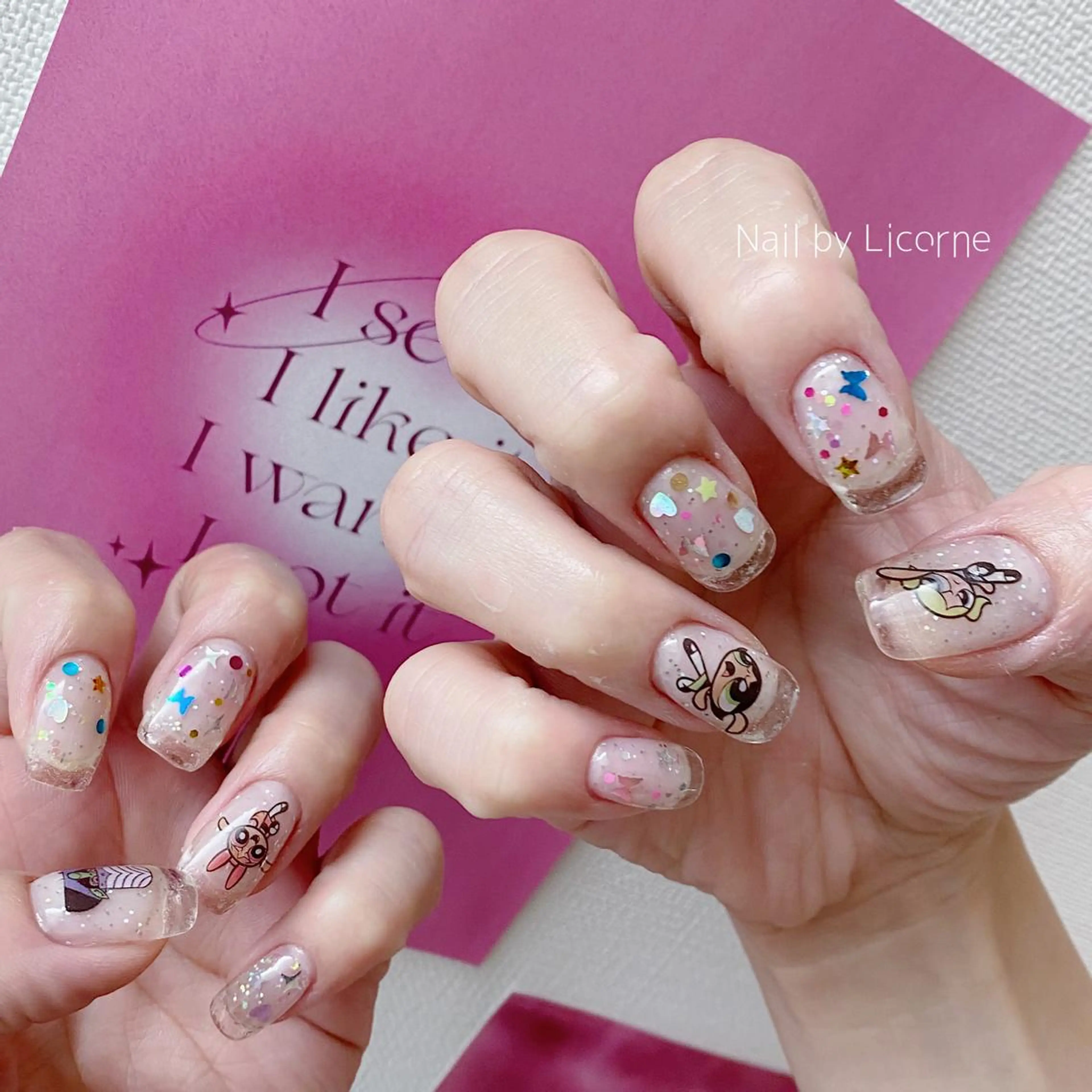 ネイル アートネイル オーロラネイル クリアネイル フレンチネイル 氷ネイル・うるうるネイル ハンドネイル Nail by Licorneのネイルデザイン