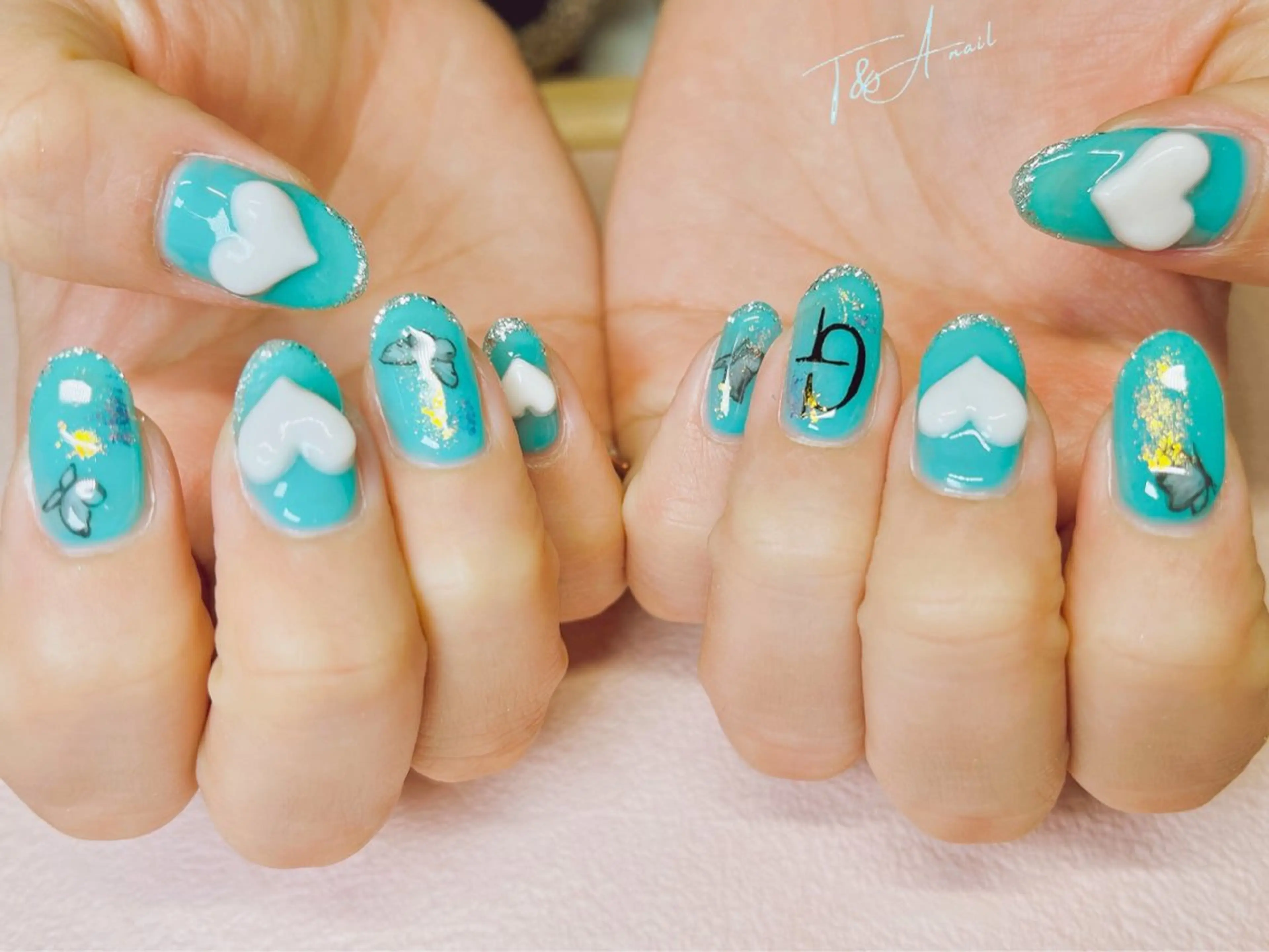 ネイル ジェルネイル ハート スカルプネイル ハンドネイル T&A nailのネイルデザイン