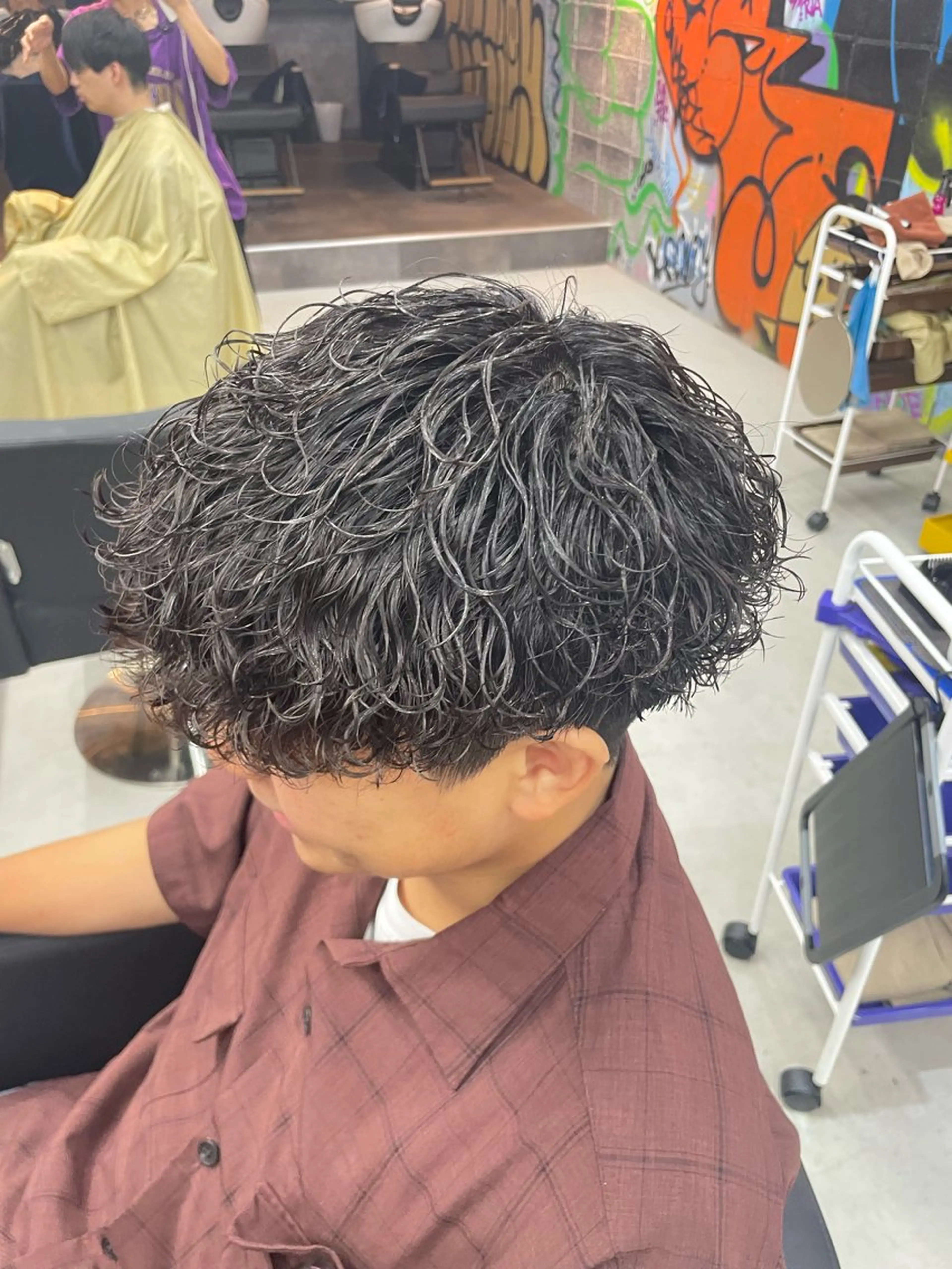 ショート パーマ メンズ カット パーマ メンズパーマ 毛流れ/シャドウのヘアスタイル