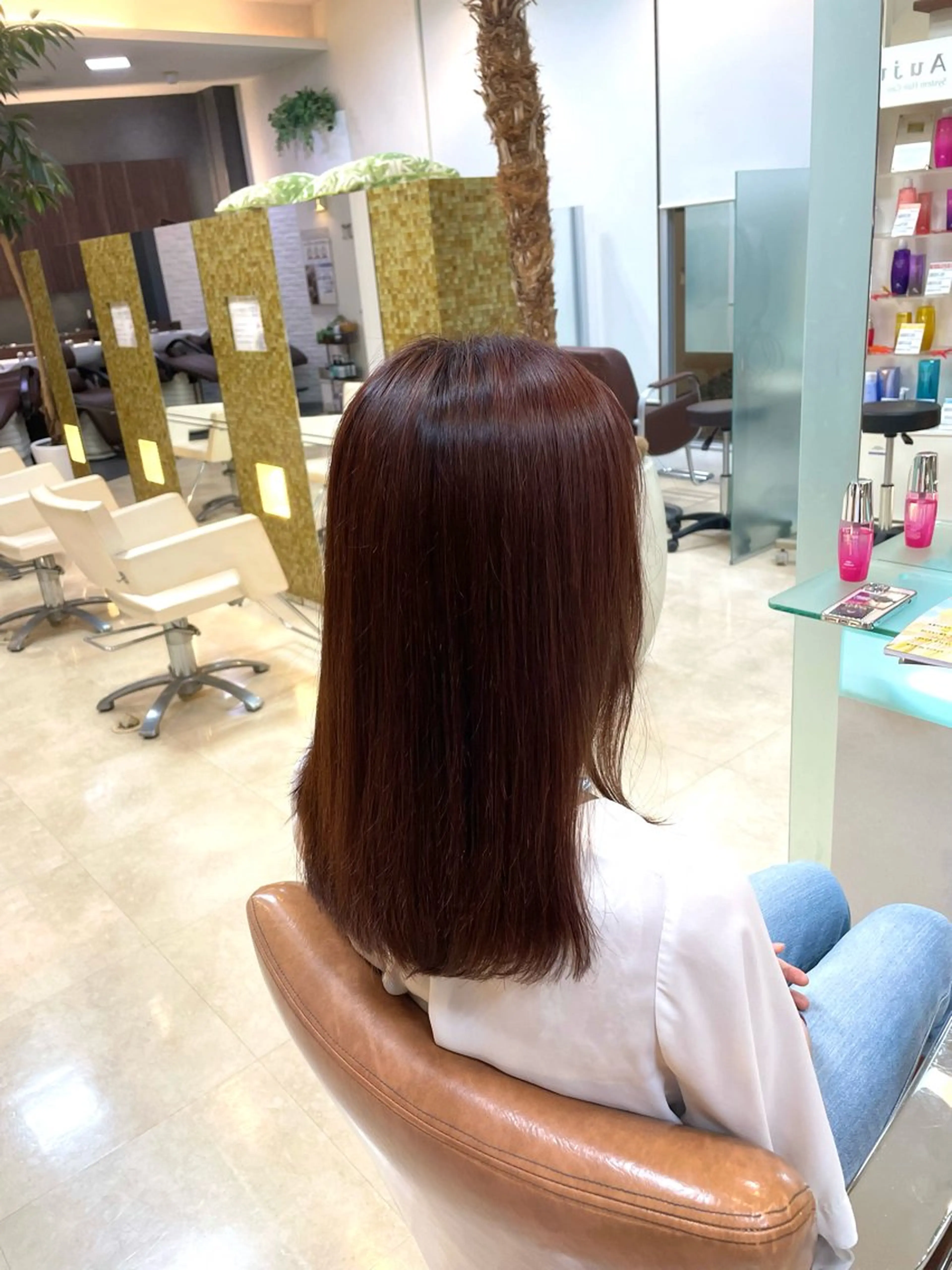 セミロング カラー レッドカラー 大宮｜似合わせ髪質 改善カットカラー｜のヘアスタイル