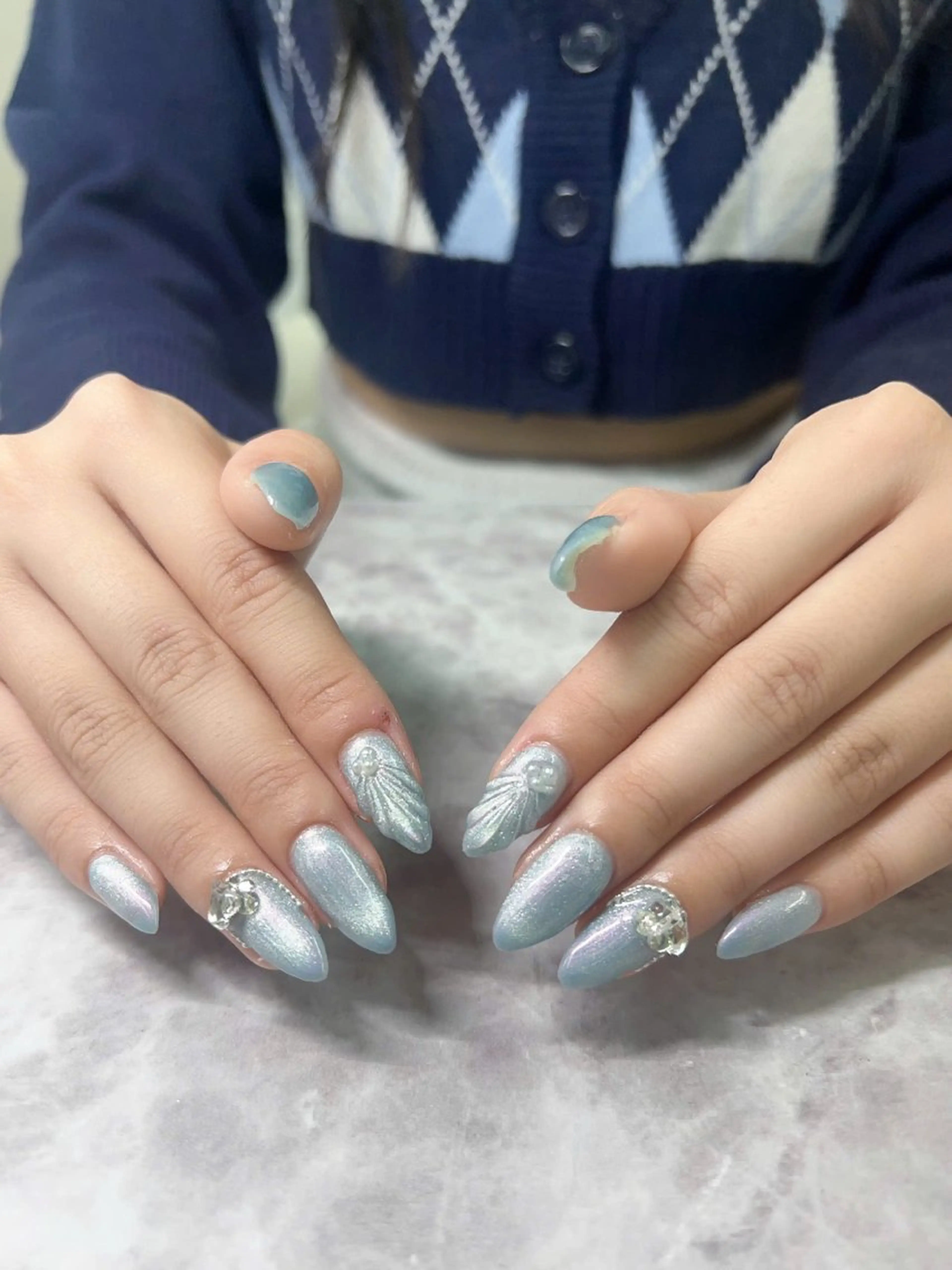 ネイル キラキラネイル 韓国ネイル ネイルチップ ワンホンネイル Van Nail Salon 本厚木のネイルデザイン