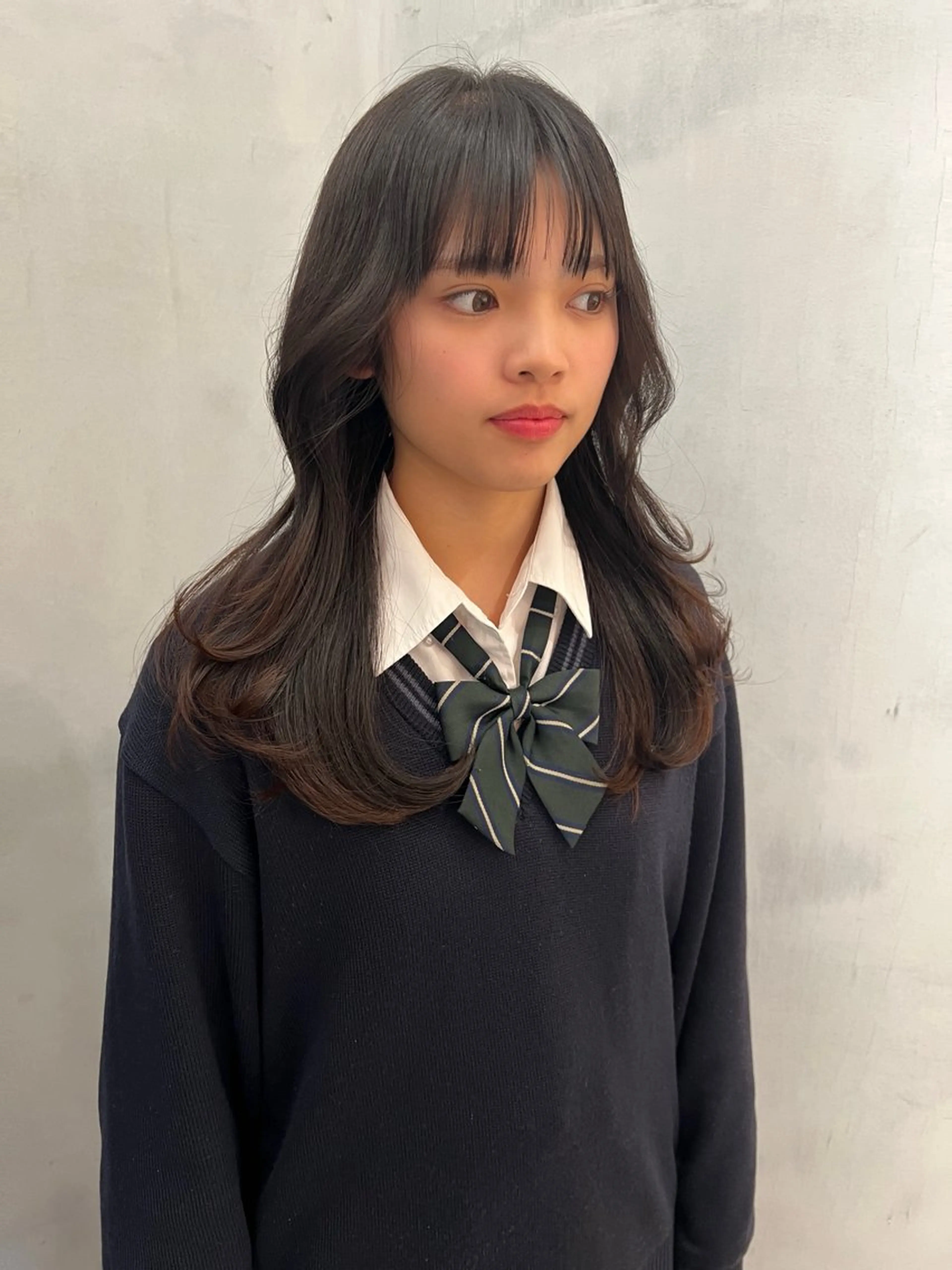 セミロング 韓国レイヤーカット/ 縮毛矯正/羽田航のヘアスタイル