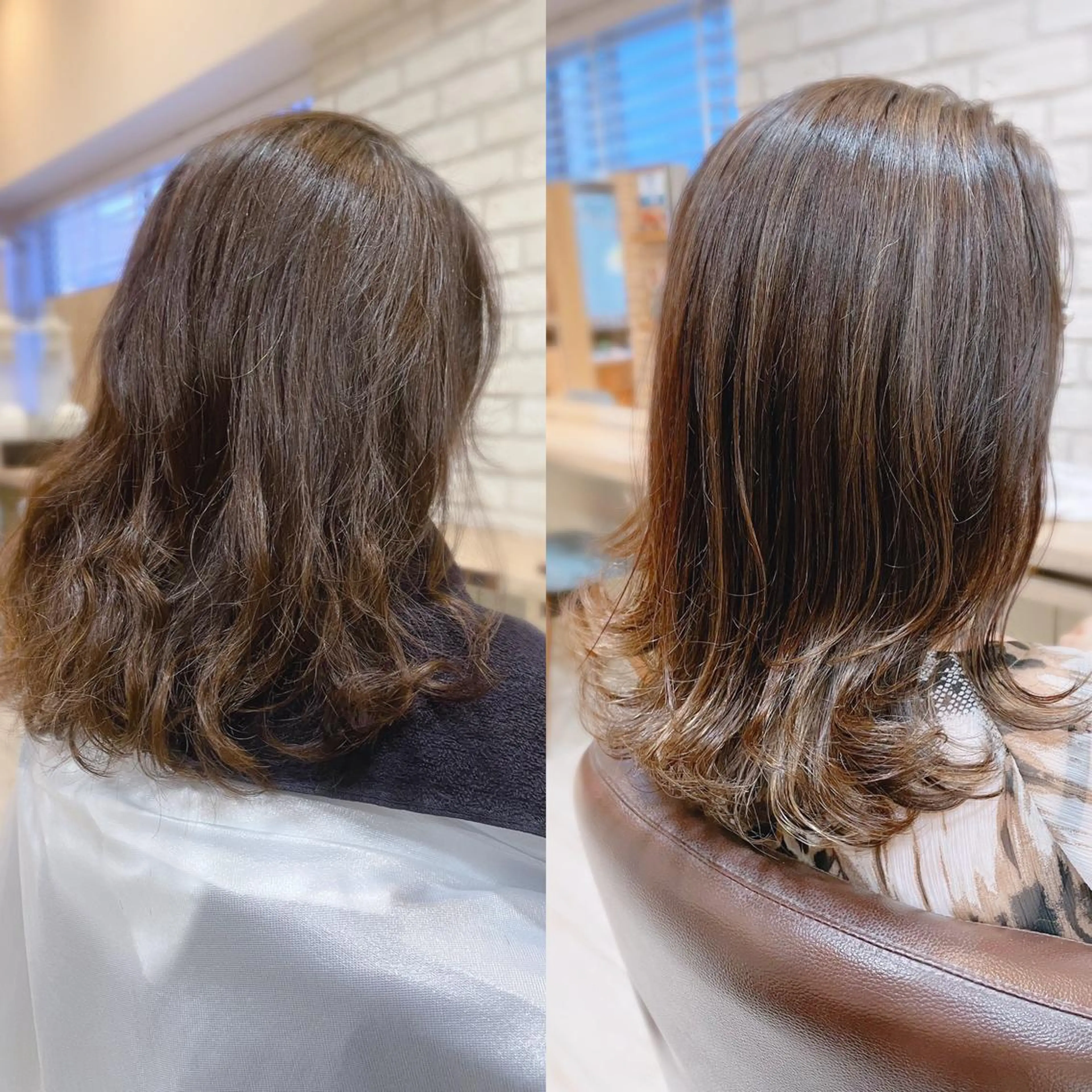 セミロング カラー ブリーチ ハイライトカラー ハイライト カット ヘアカラー トリートメント 清水 有実子のヘアスタイル