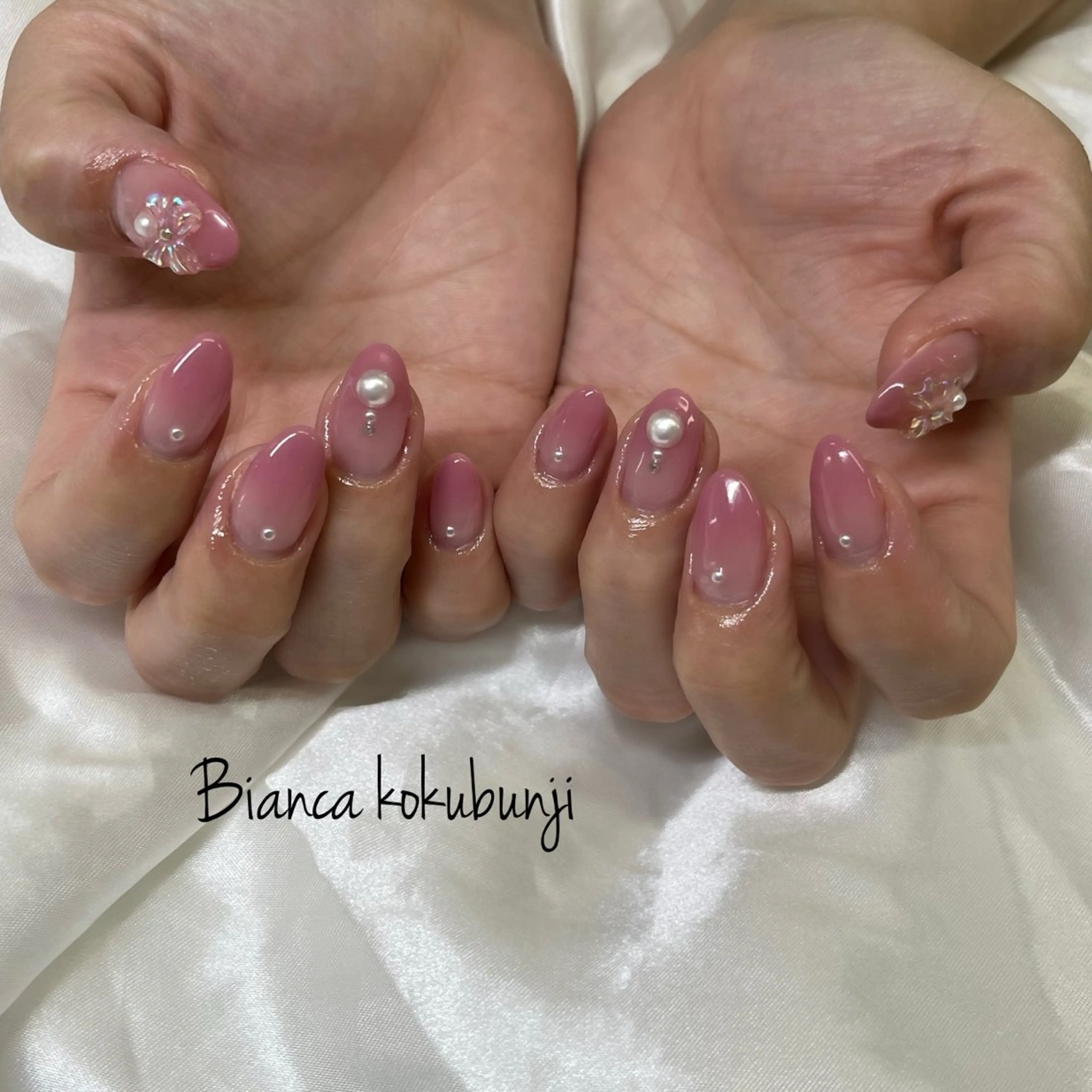 ネイル ピンク ハンドネイル Bianca☁国分寺 🤍店長/黒木愛美のネイルデザイン
