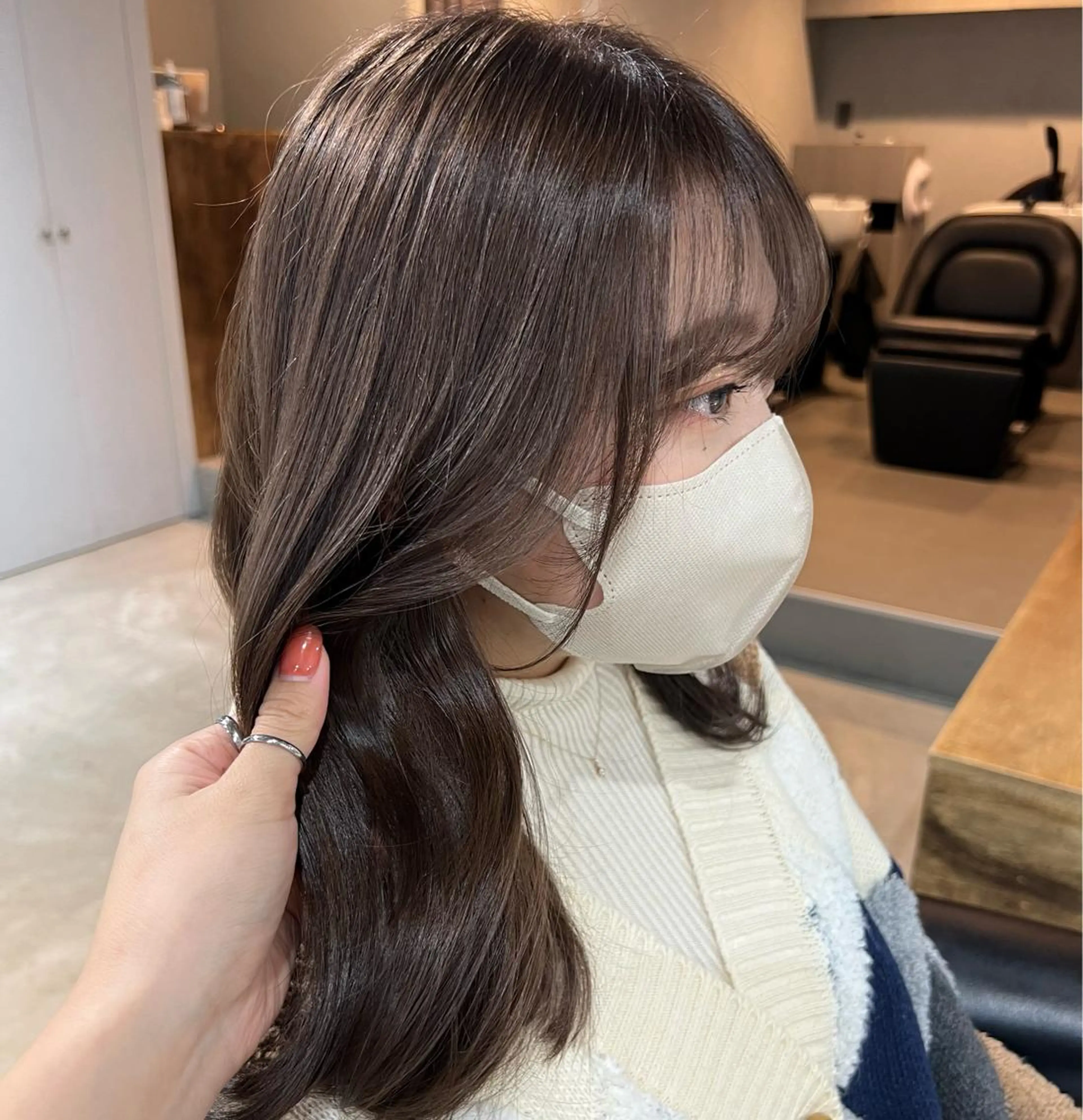 ミディアム カラー パーマ ヘアカラー トリートメント akane/ボブ /オリーブ/ブラウンのヘアスタイル