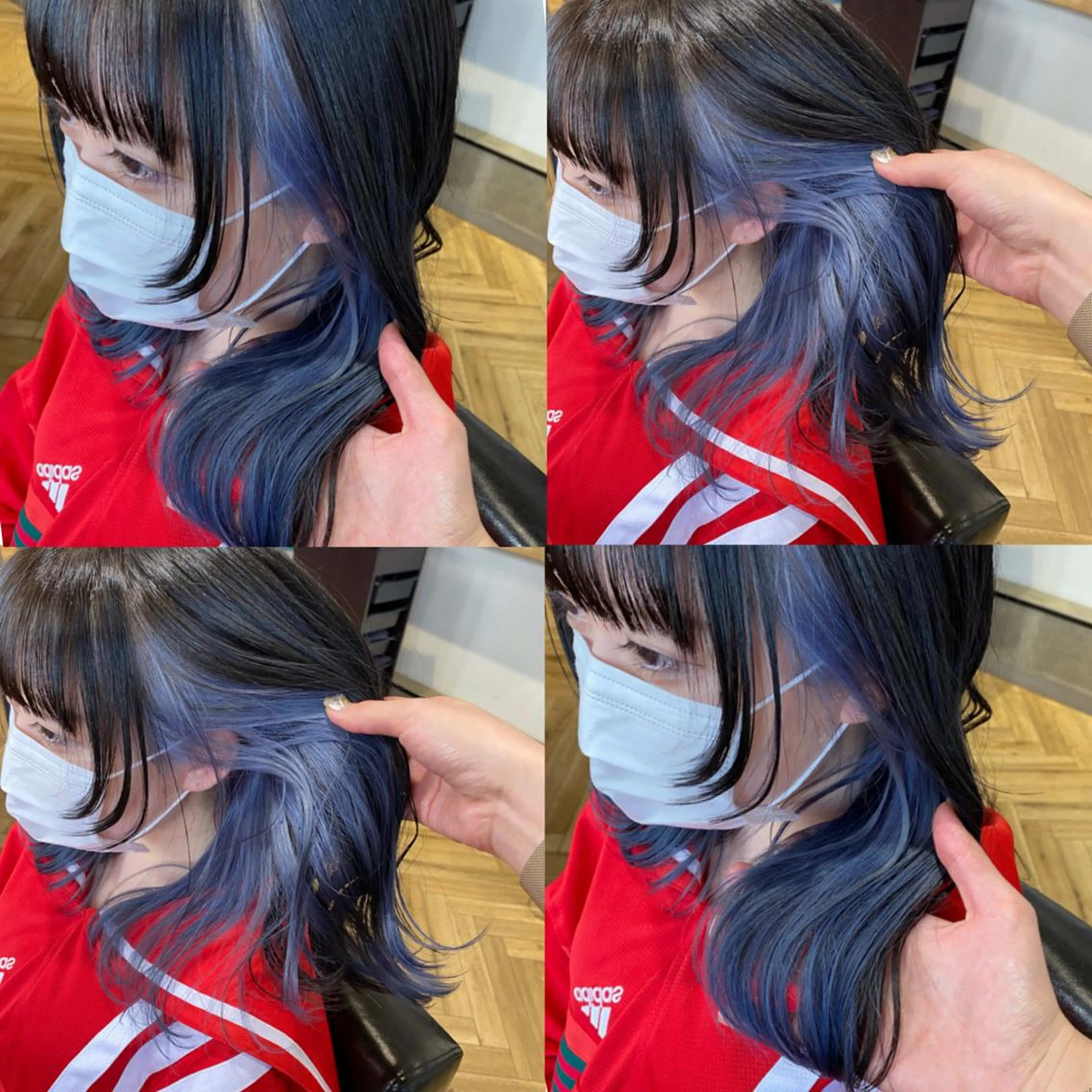 ロング カラー ブルーカラー シルバー 艶カラー/韓国顔周り 🎀mamiのヘアスタイル