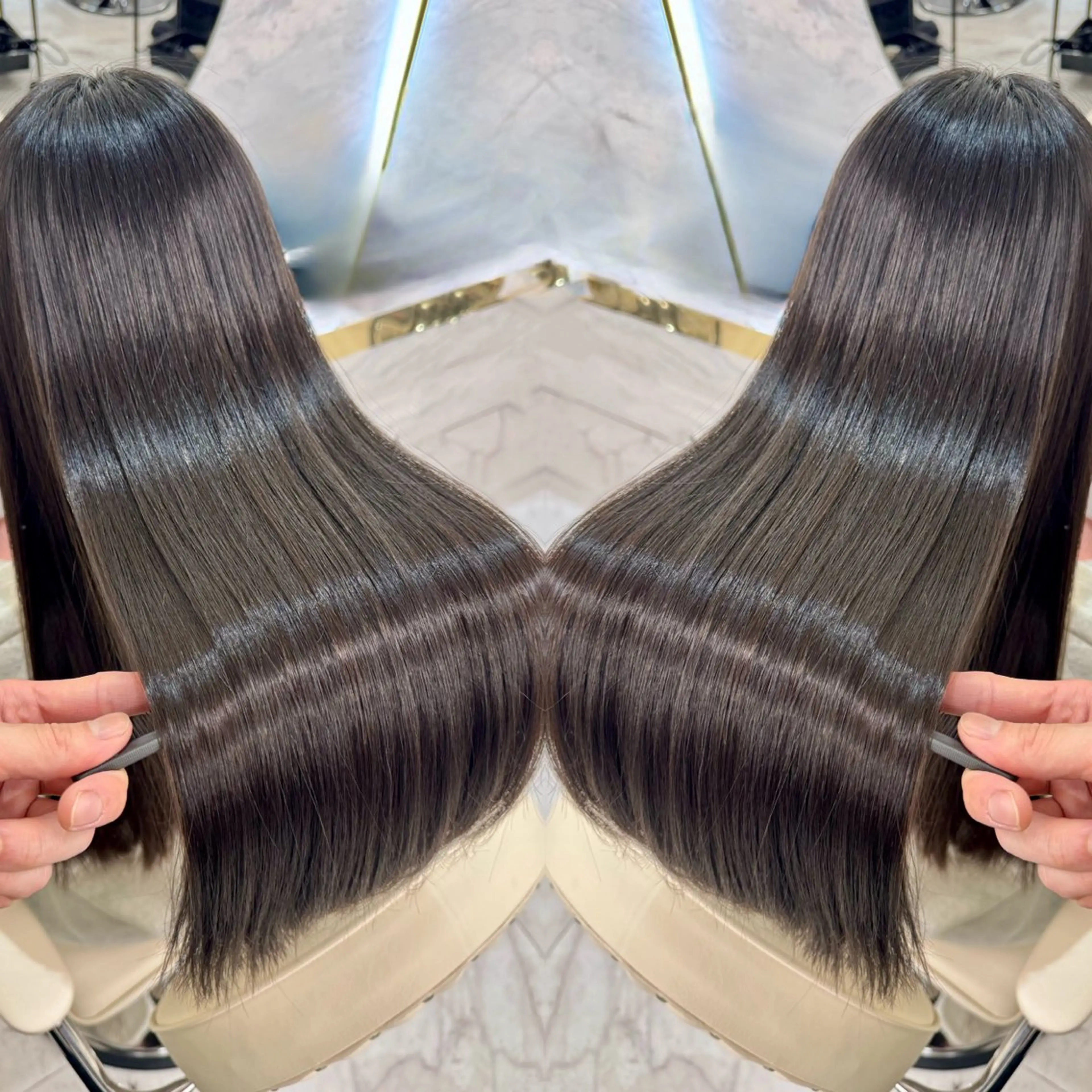 【土日祝限定㊗️】全体カット+縮毛矯正+髪質改善カラー＋髪質改善トリートメントの写真