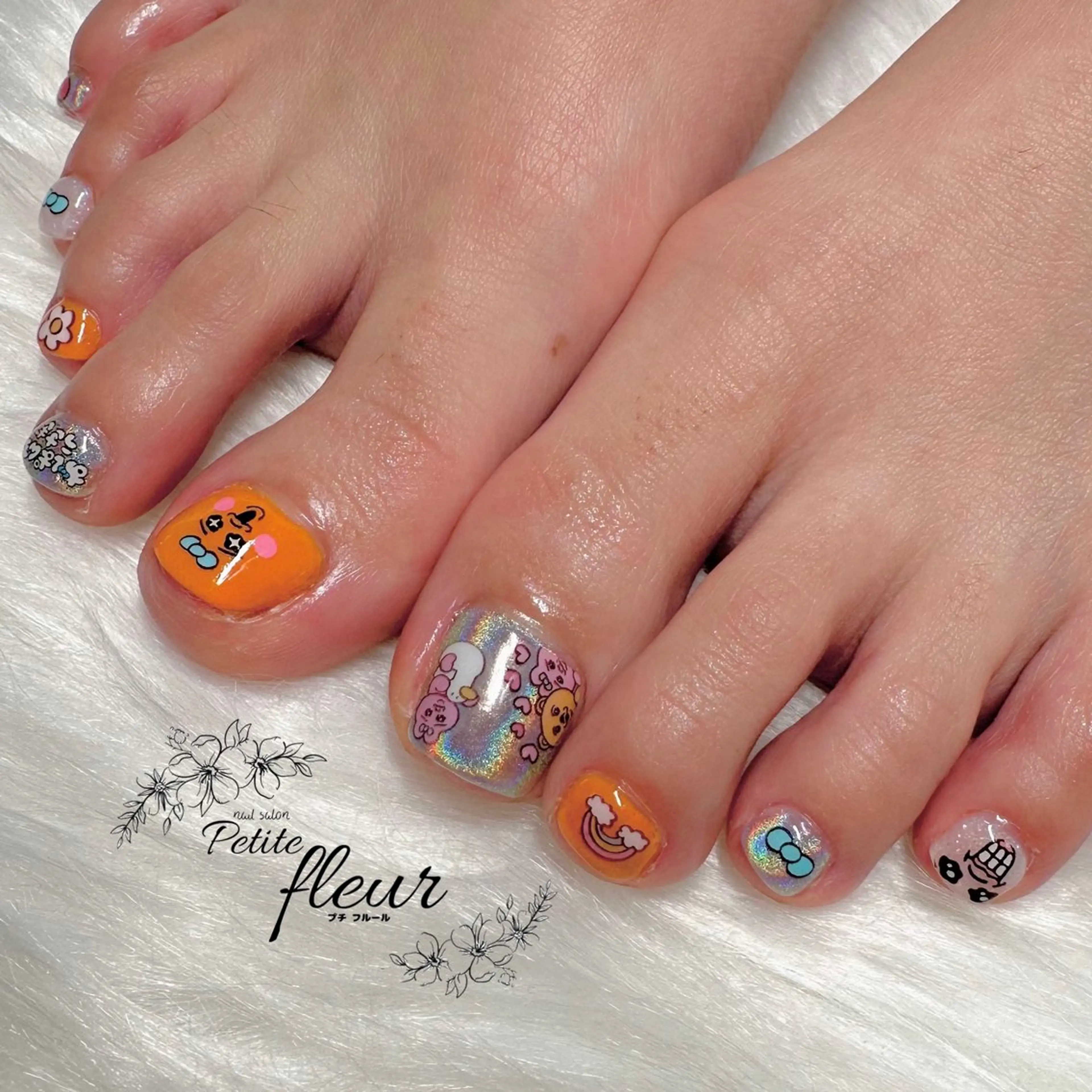 ネイル オレンジ ❁⃘*。Petite fleur❁⃘*りさのネイルデザイン