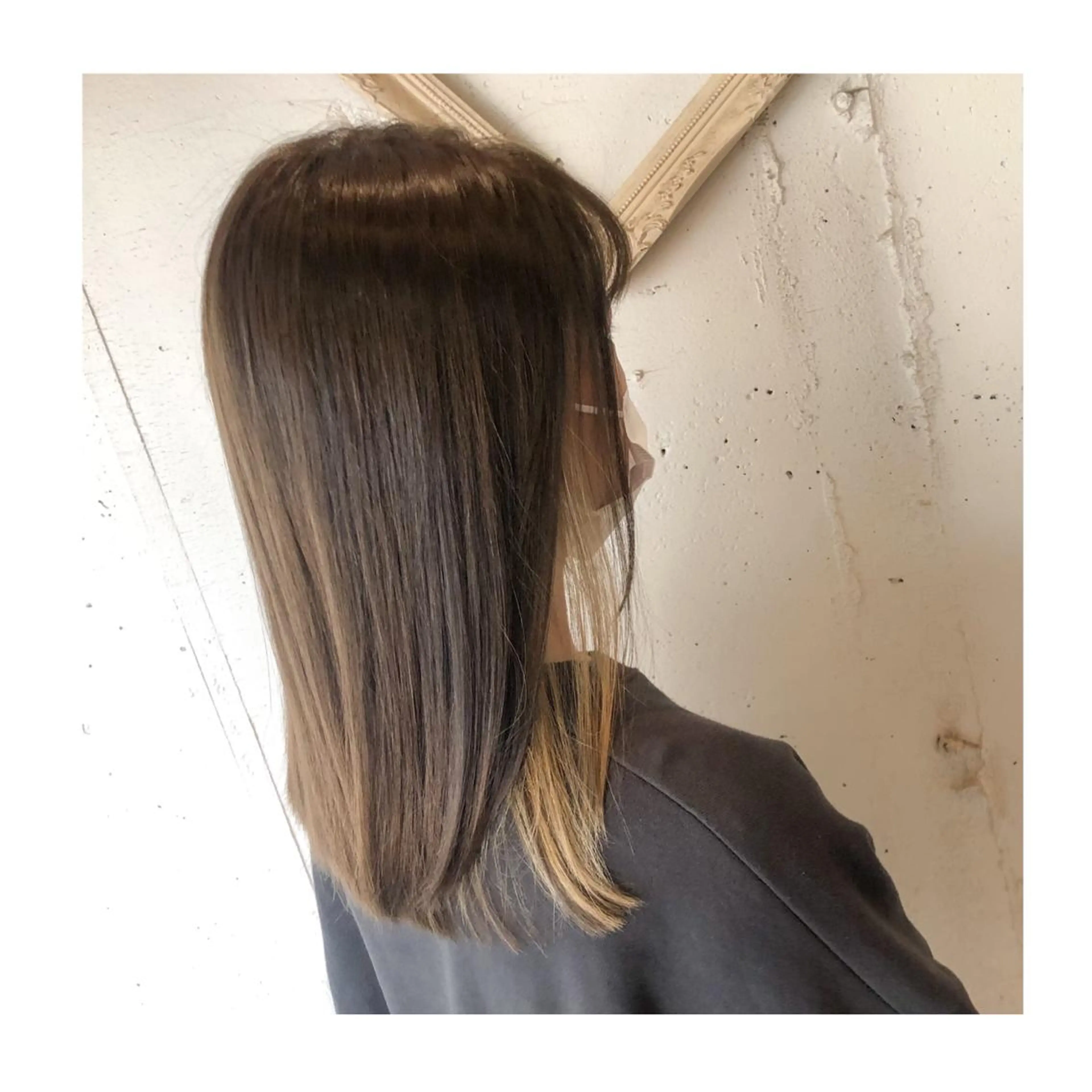 セミロング カラー アッシュ ベージュカラー 透明感カラー イヤリングカラー ヘアカラー ❁⃘ ち だ り さ ❁⃘のヘアスタイル