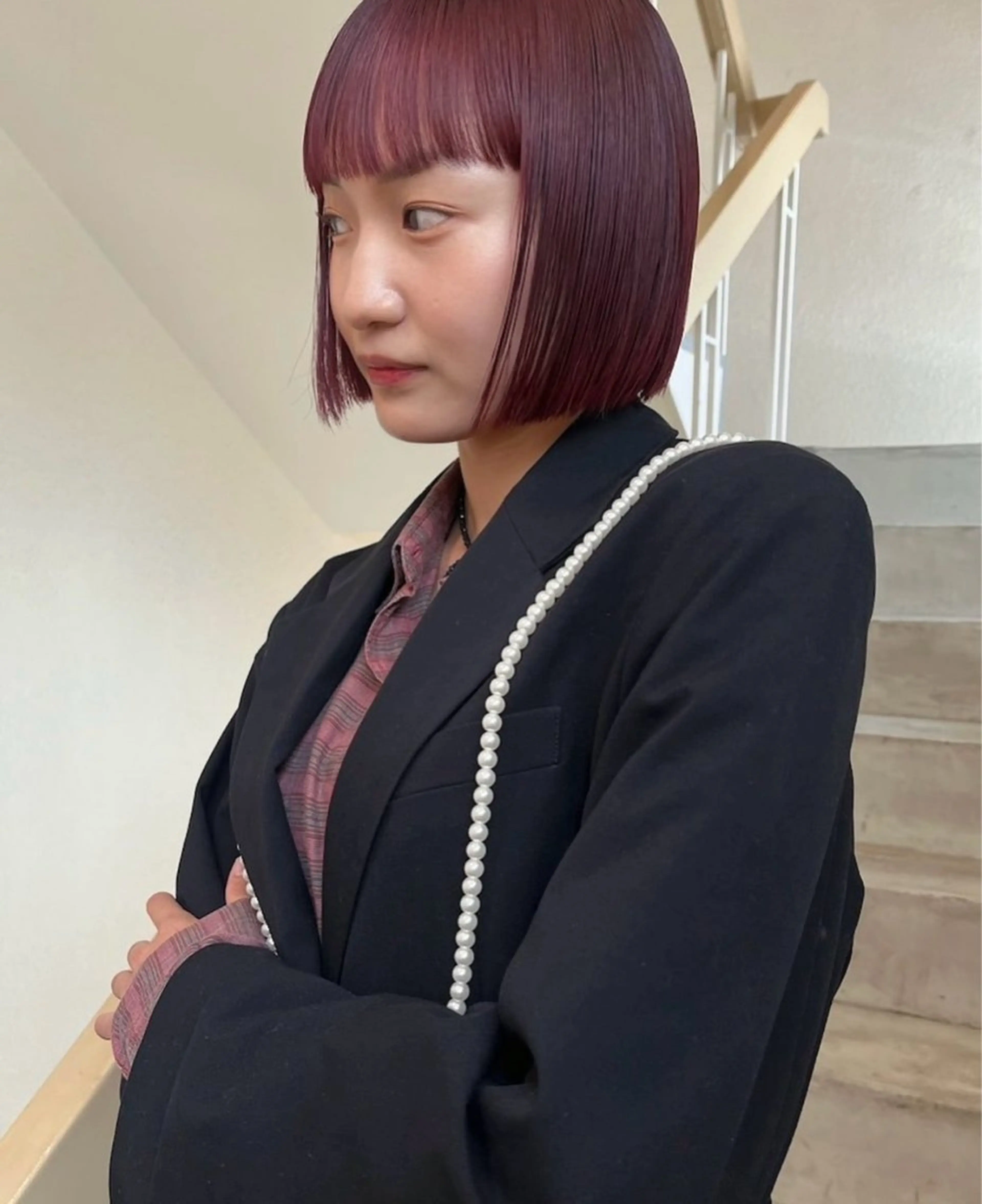 【大流行お洒落さん必見❣️】パキッと高発色レッドカラー🍒《髪質改善2stepトリートメント付》※詳細checkの写真