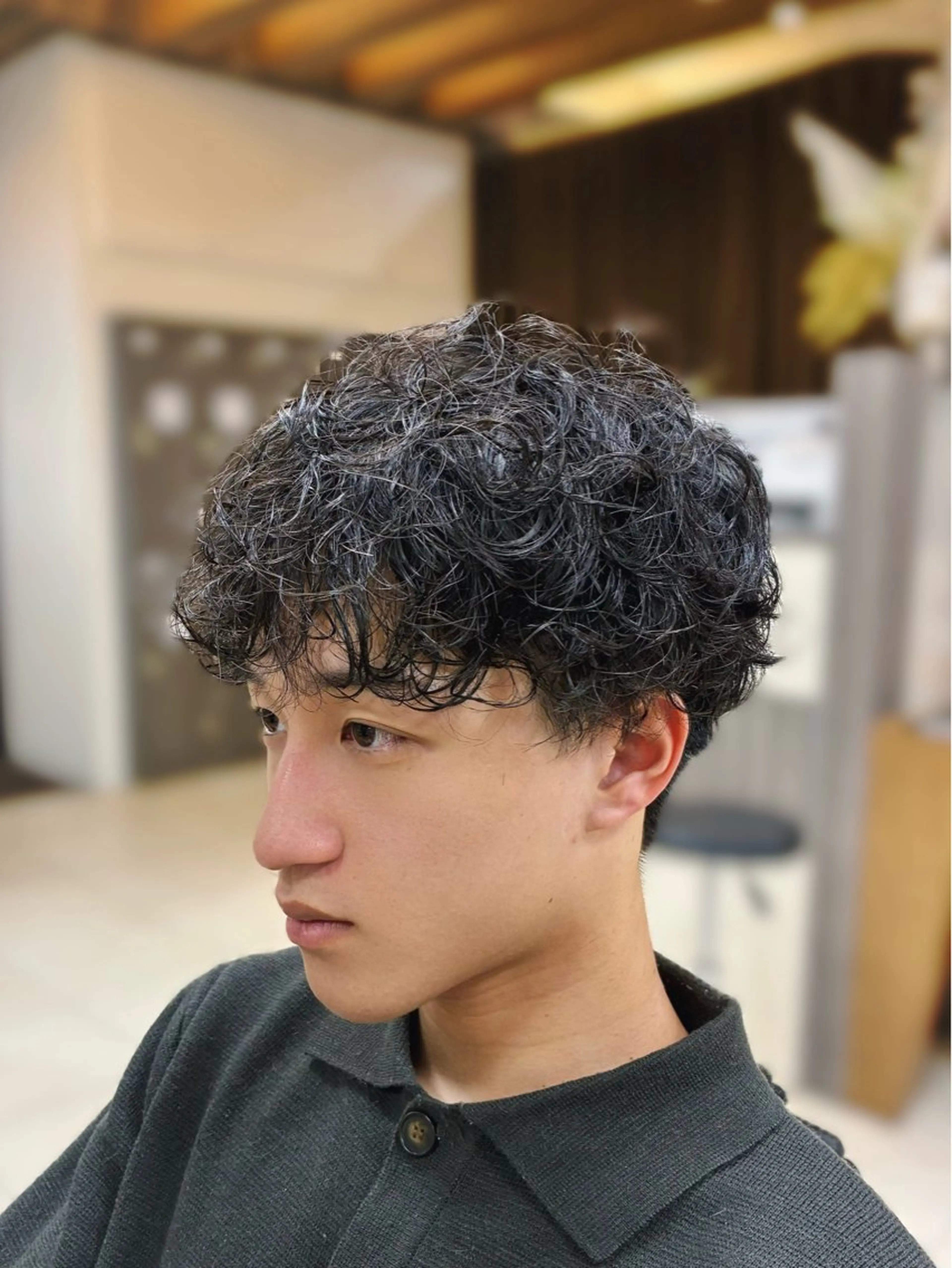 ショート カラー パーマ カット ヘアカラー 髪質改善/ブラック ヘア/リンのヘアスタイル