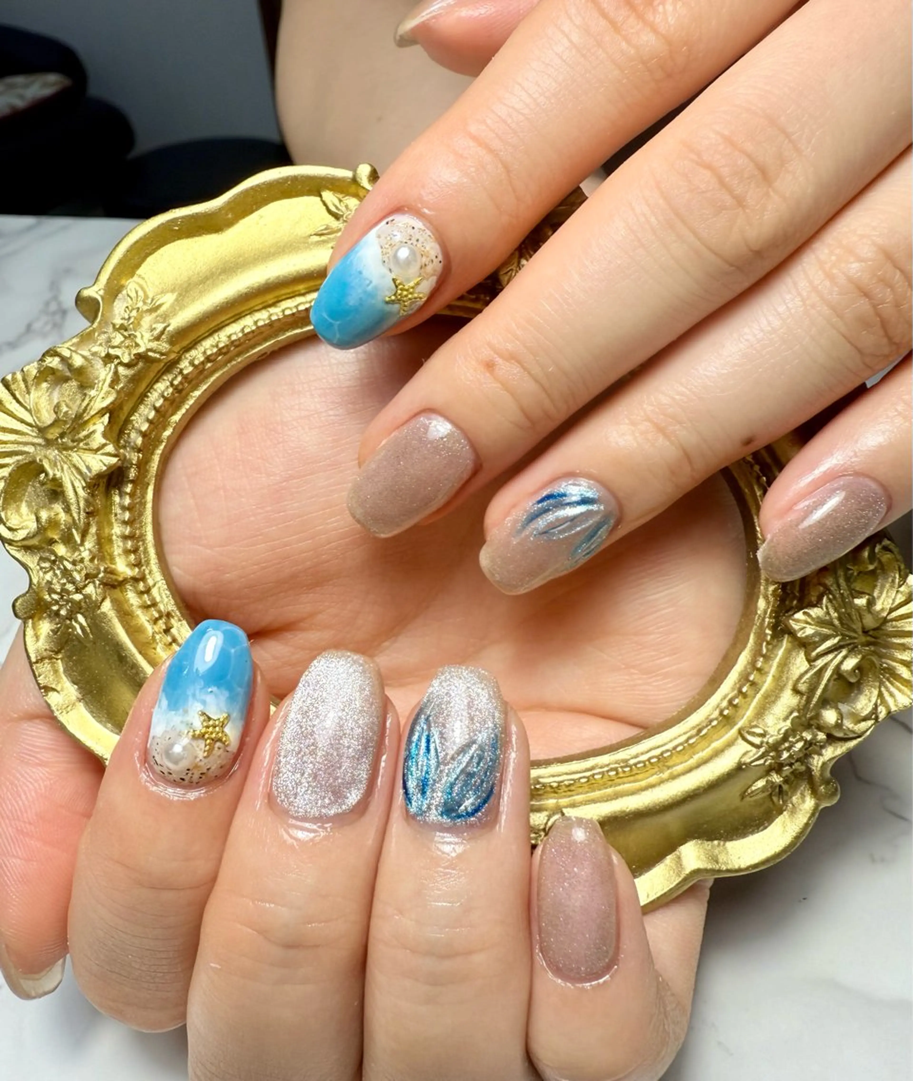 ネイル アートネイル チークネイル フレンチネイル 氷ネイル・うるうるネイル キラキラネイル M.N_ nailのネイルデザイン