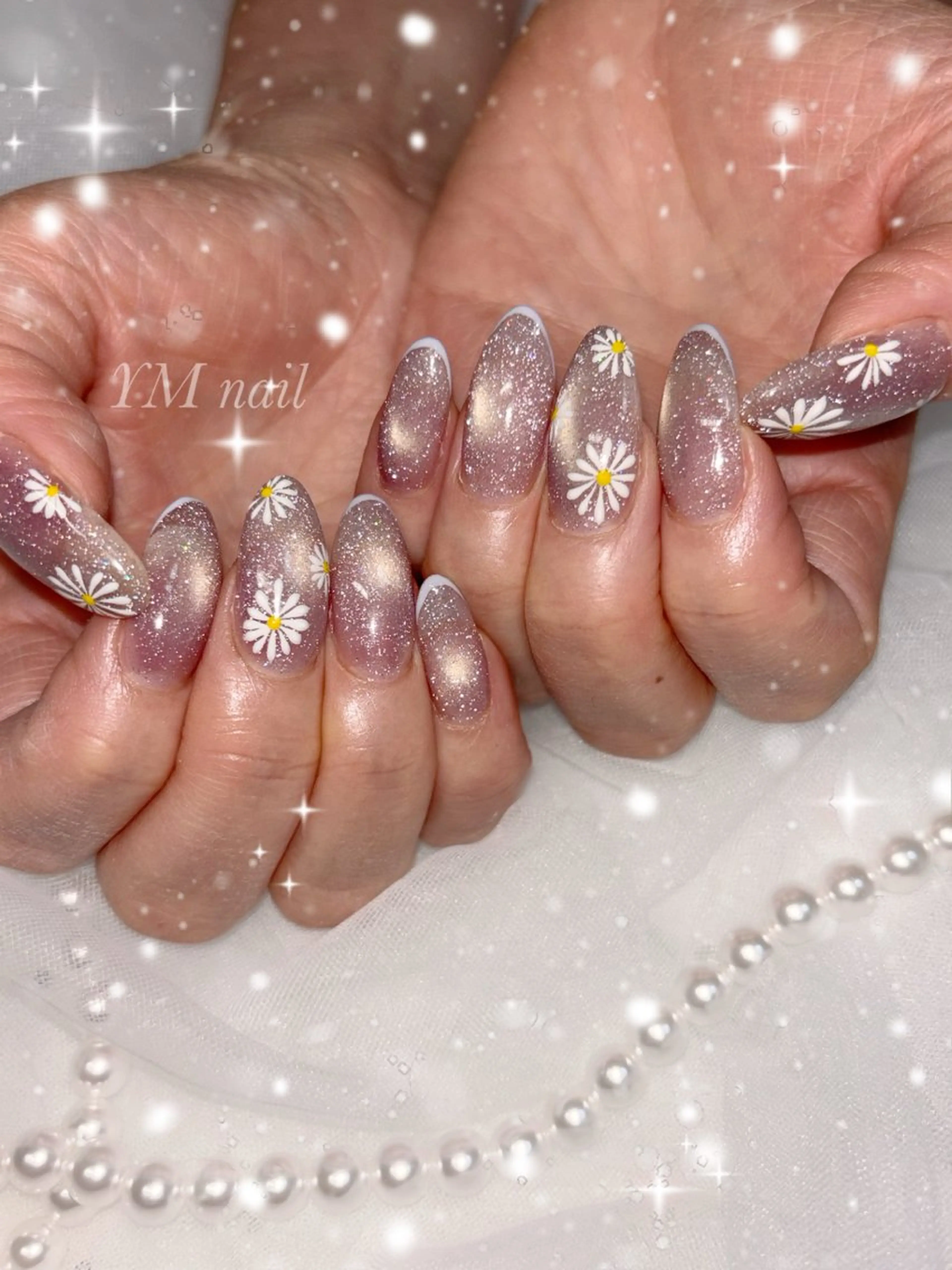 ネイル フラッシュネイル マグネットネイル パープル 春ネイル ハンドネイル YM nailのネイルデザイン