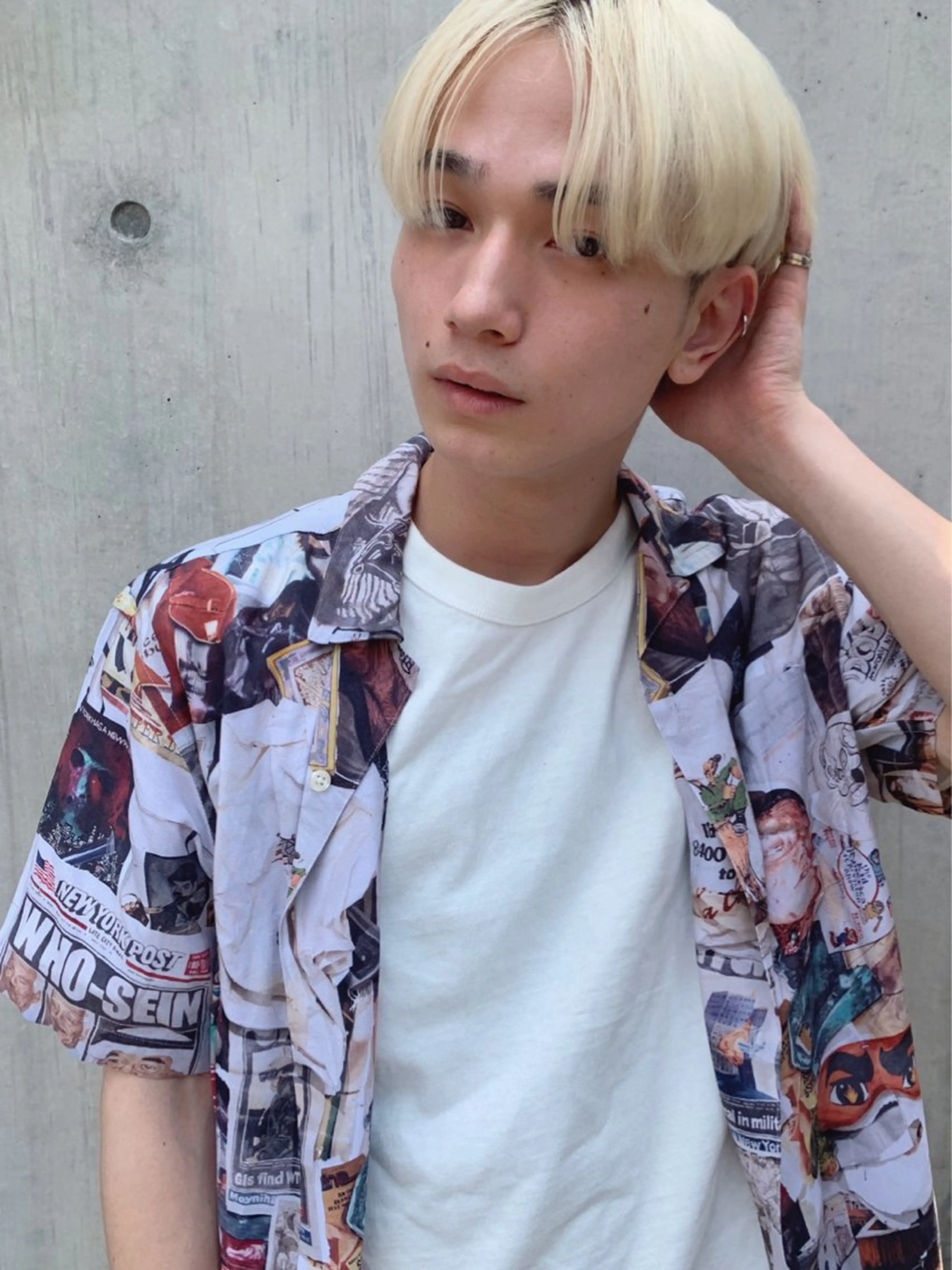 メンズ メンズハイトーン マッシュ HOODS hair salon所属・透明感カラー🌿ボブ ✨飛田　ケイのヘアスタイル