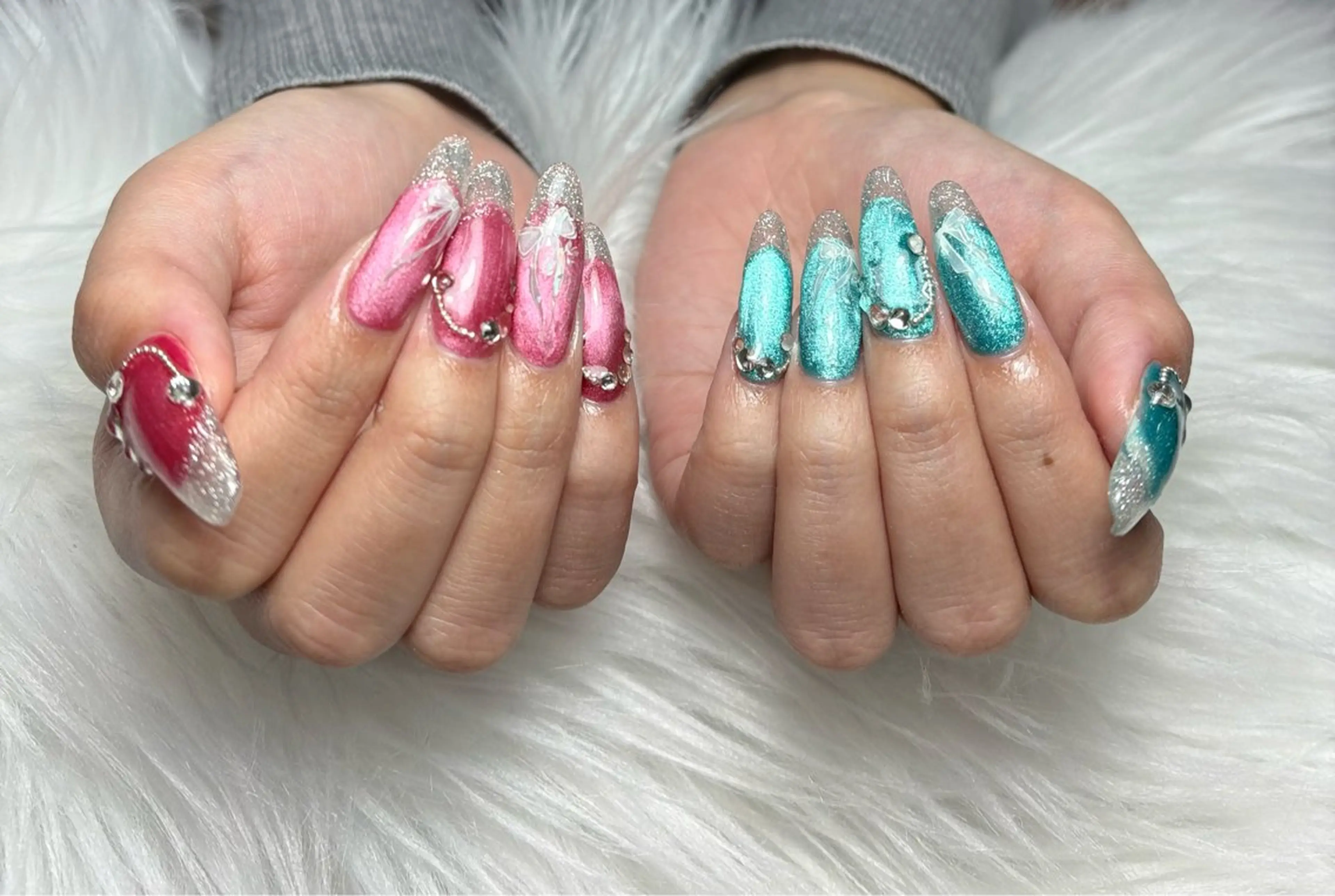 ネイル アートネイル 長さ出し ジェルネイル マグネットネイル ニュアンスネイル なな_ CloudyChanのネイルデザイン