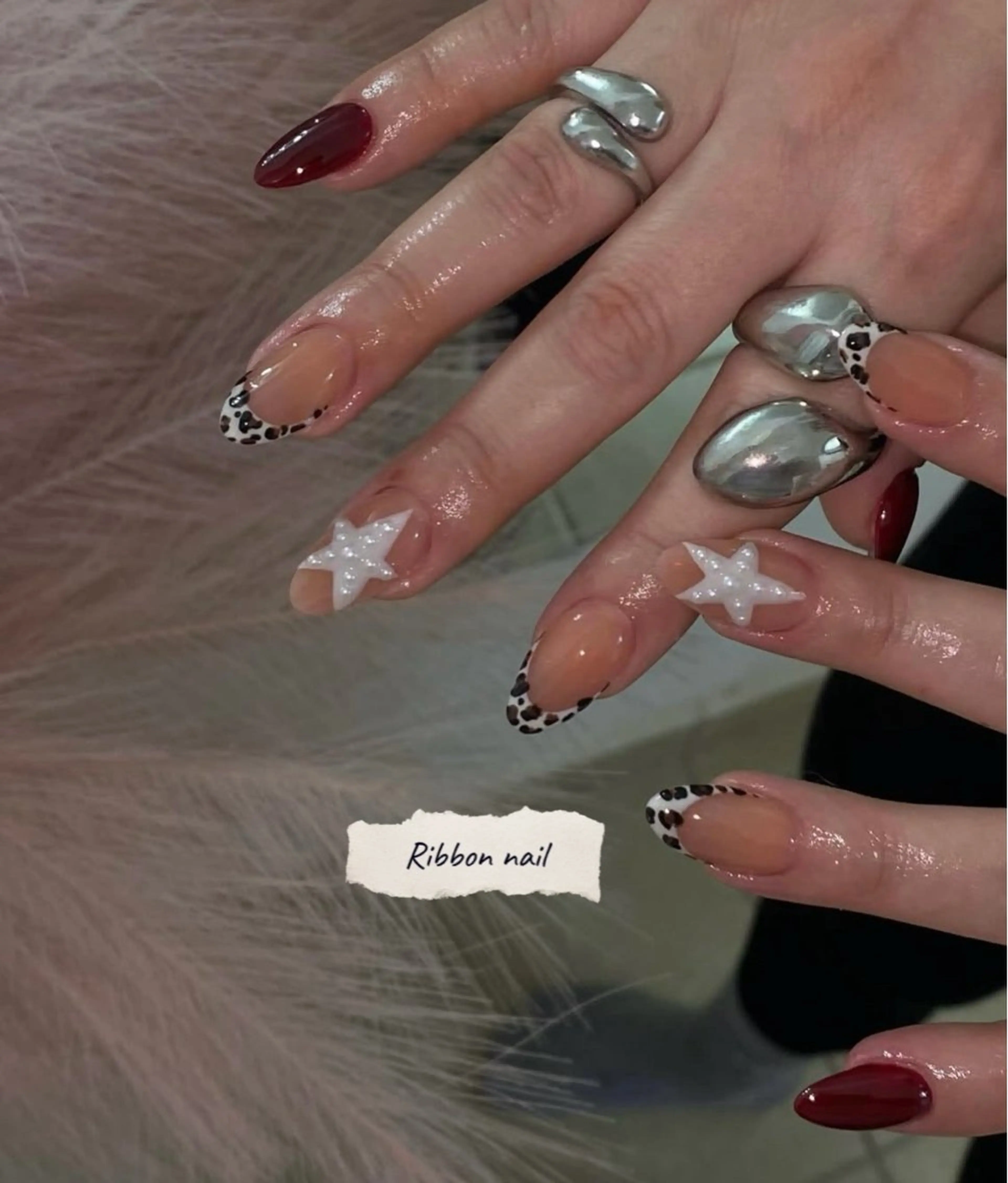 ネイル フレンチネイル ジェルネイル マグネットネイル 持ち込み ニュアンスネイル ハンドネイル Ribbonnail staffのネイルデザイン