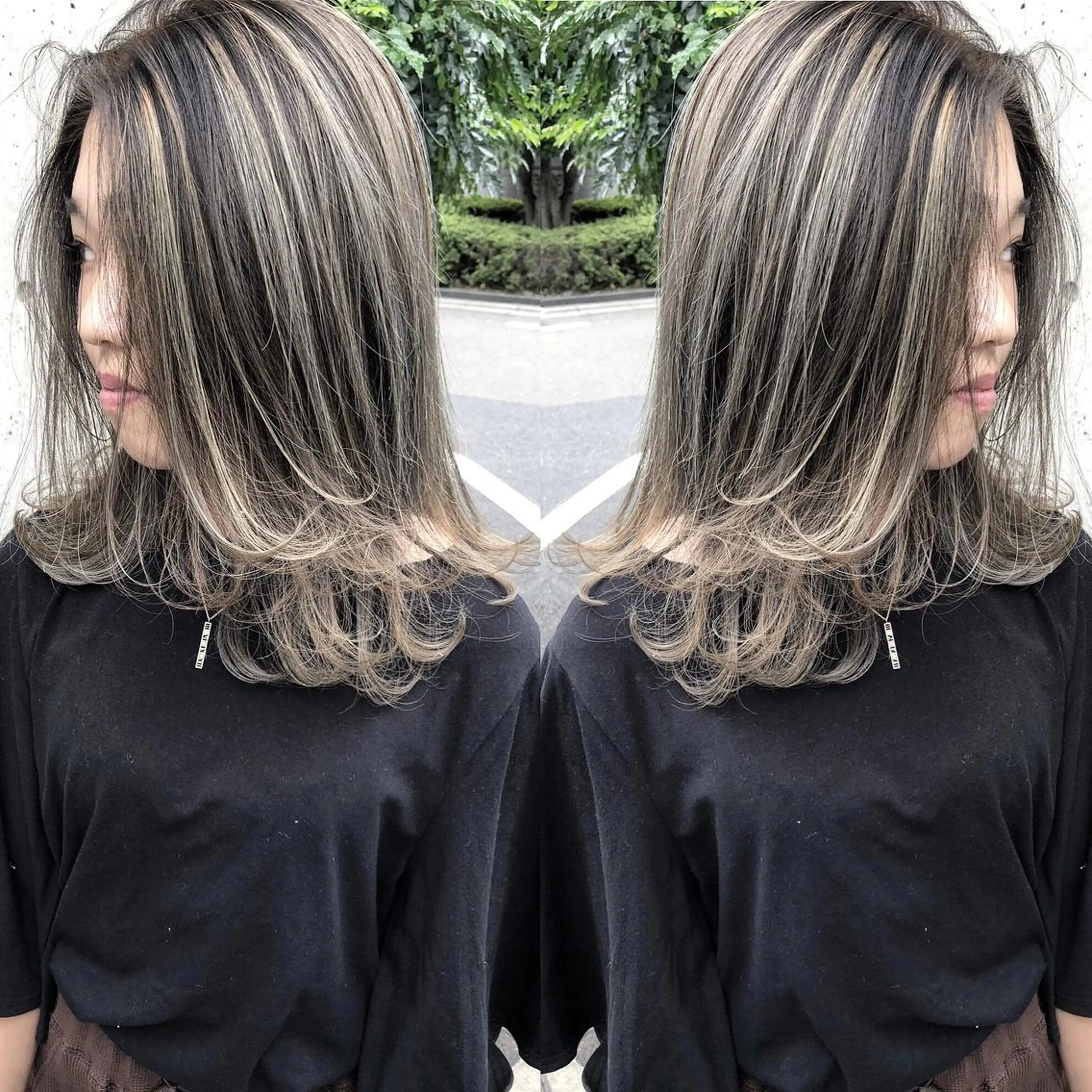 セミロング カラー ヘアアレンジ ハイライトカラー ハイライト カット ヘアカラー トリートメント ヘッドスパ 韓国風×透明感カラー 髪質改善オタベシンヤのヘアスタイル