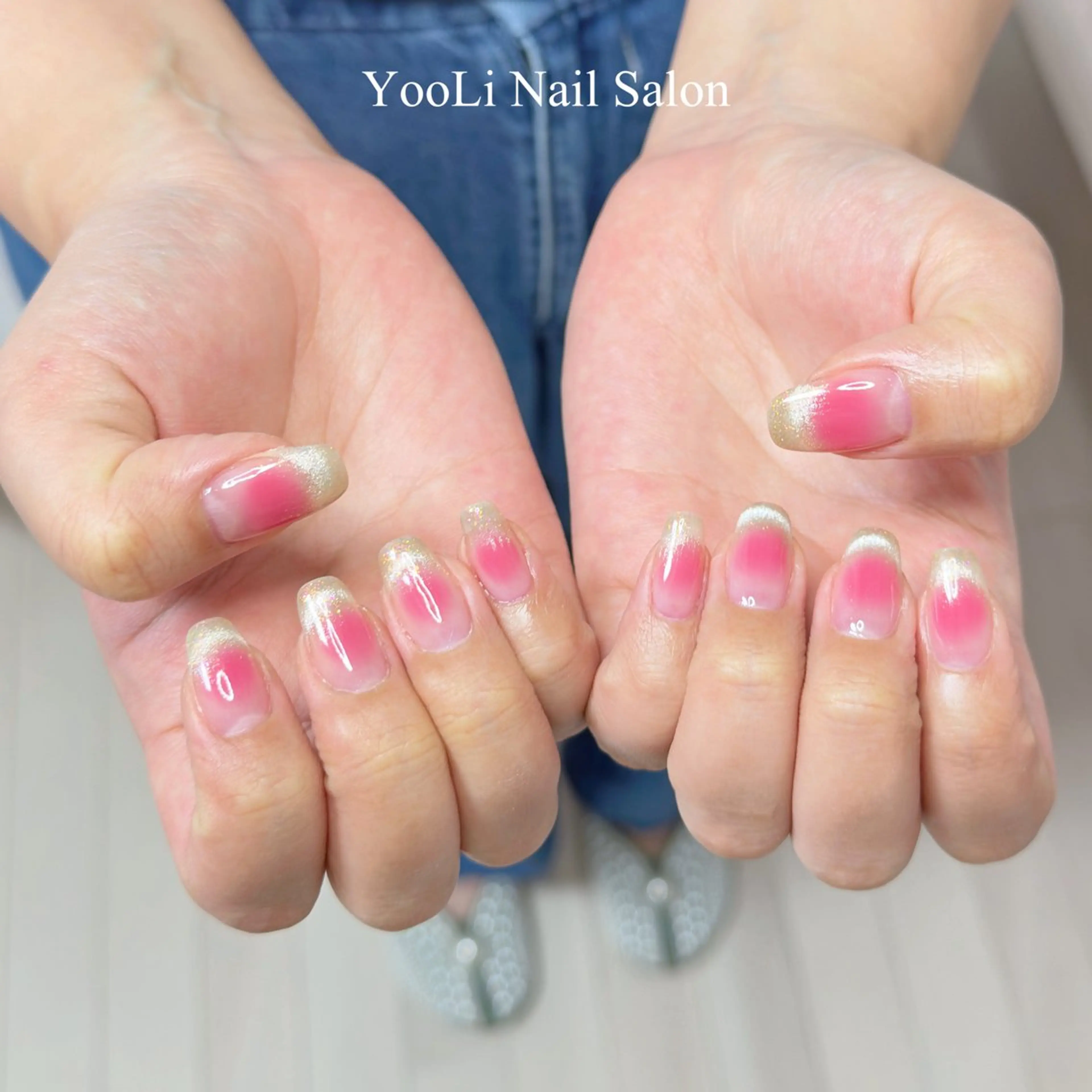 ネイル オーロラネイル チークネイル フレンチネイル ガラスフレンチ グラデーション 🎀 あやのネイルデザイン