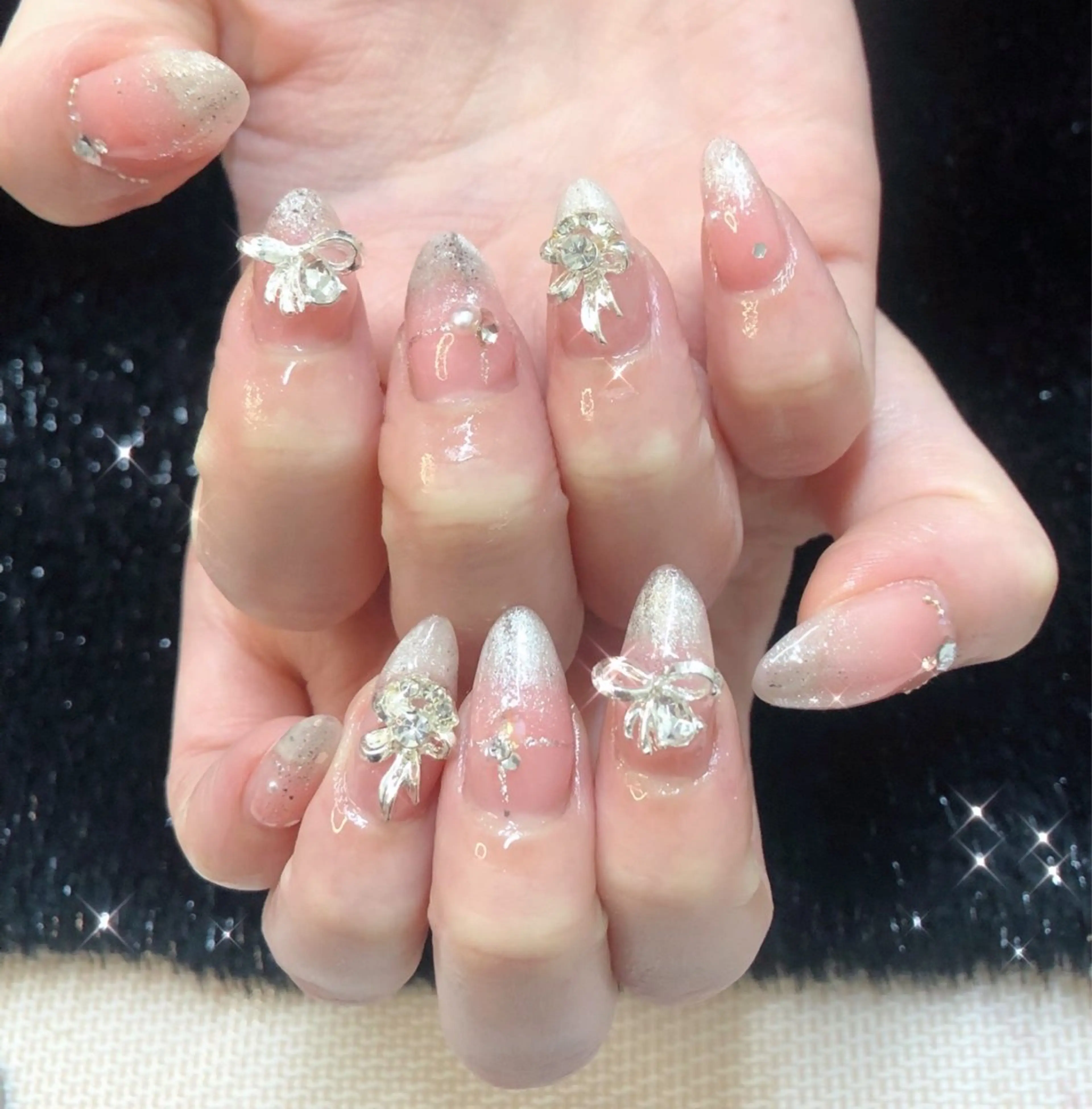 ネイル 成人式 フレンチネイル ジェルネイル ガラスフレンチ グラデーション 大門浜松町 ネイルのネイルデザイン