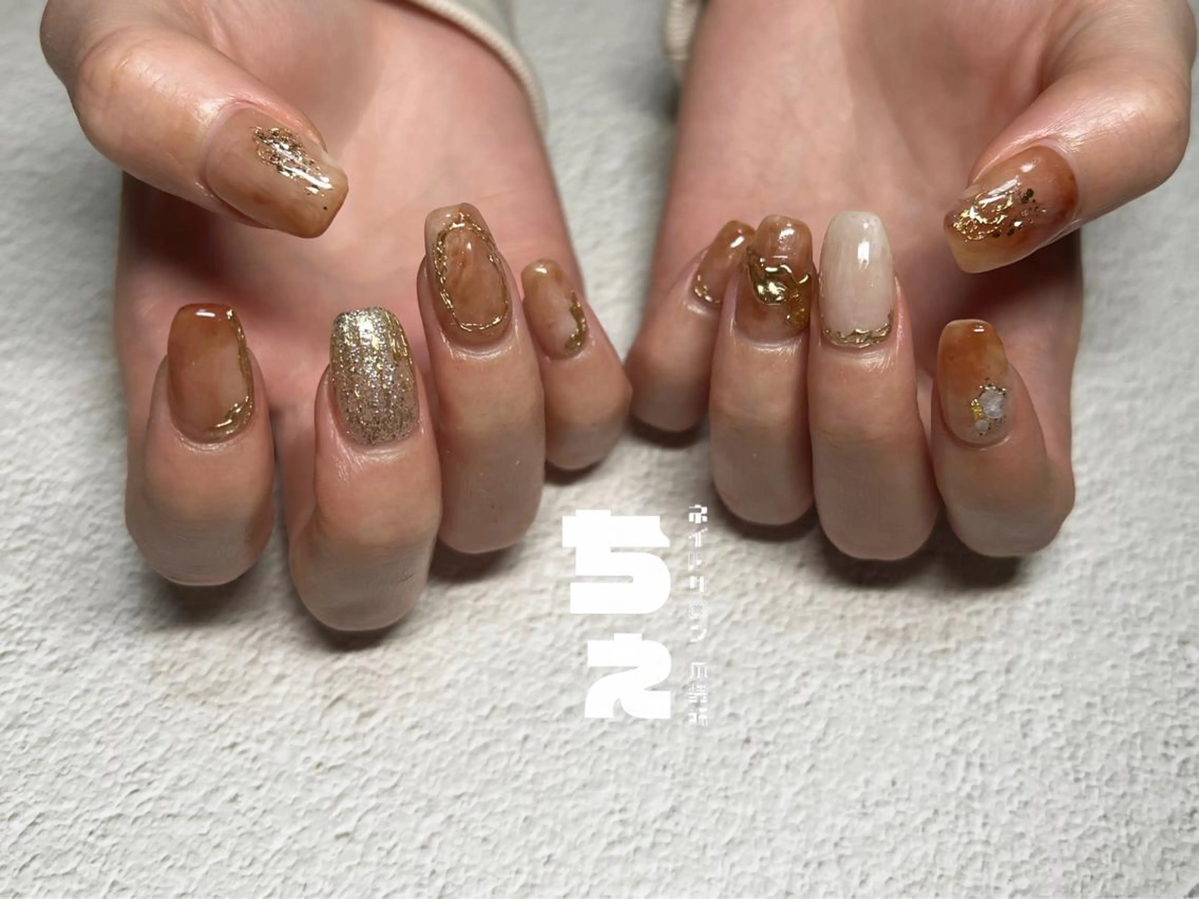 ネイル ブラウン ニュアンスネイル ハンドネイル nail salon CHEのネイルデザイン