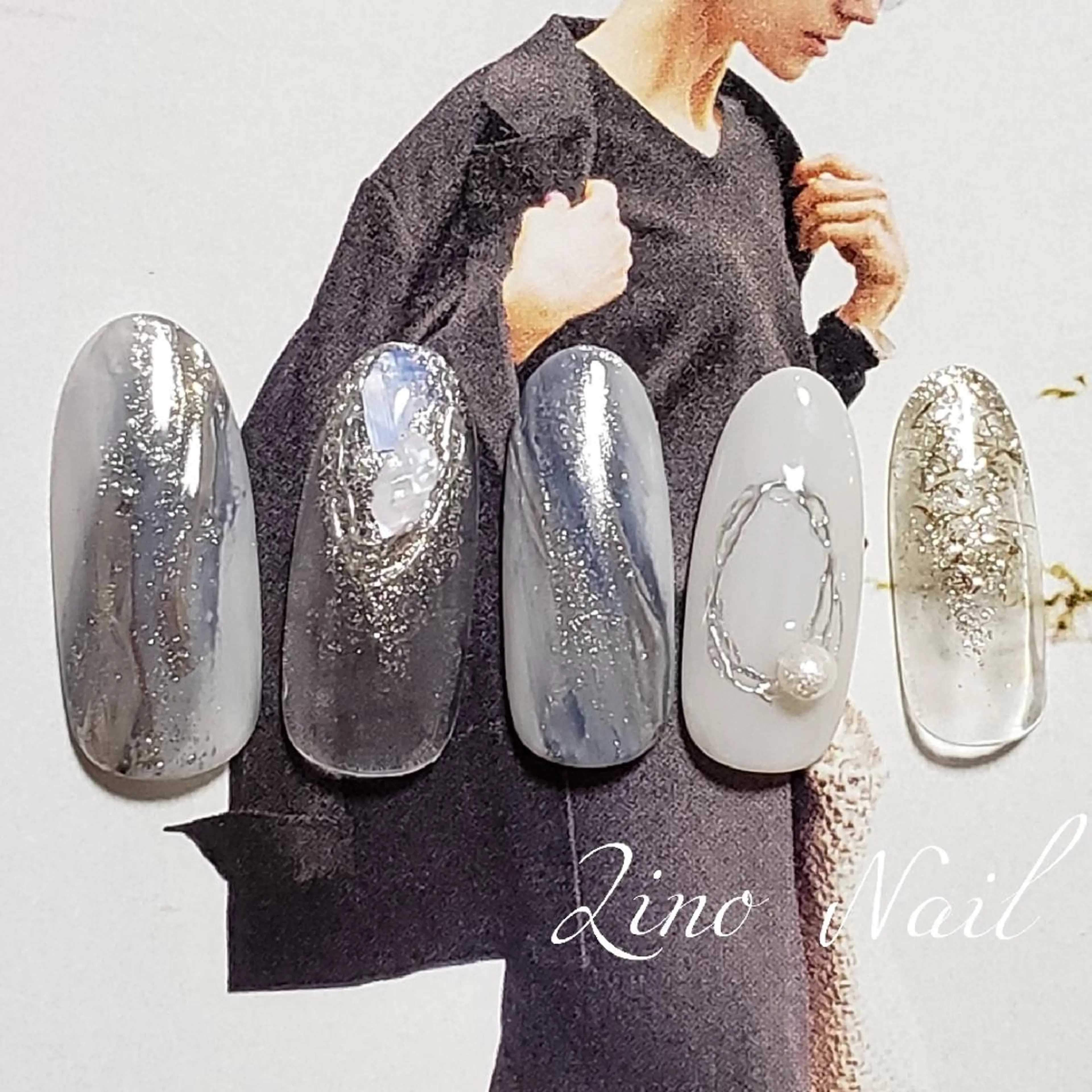 ネイル ジェルネイル キラキラネイル ミラーネイル ニュアンスネイル パラジェル Lino Nailのネイルデザイン