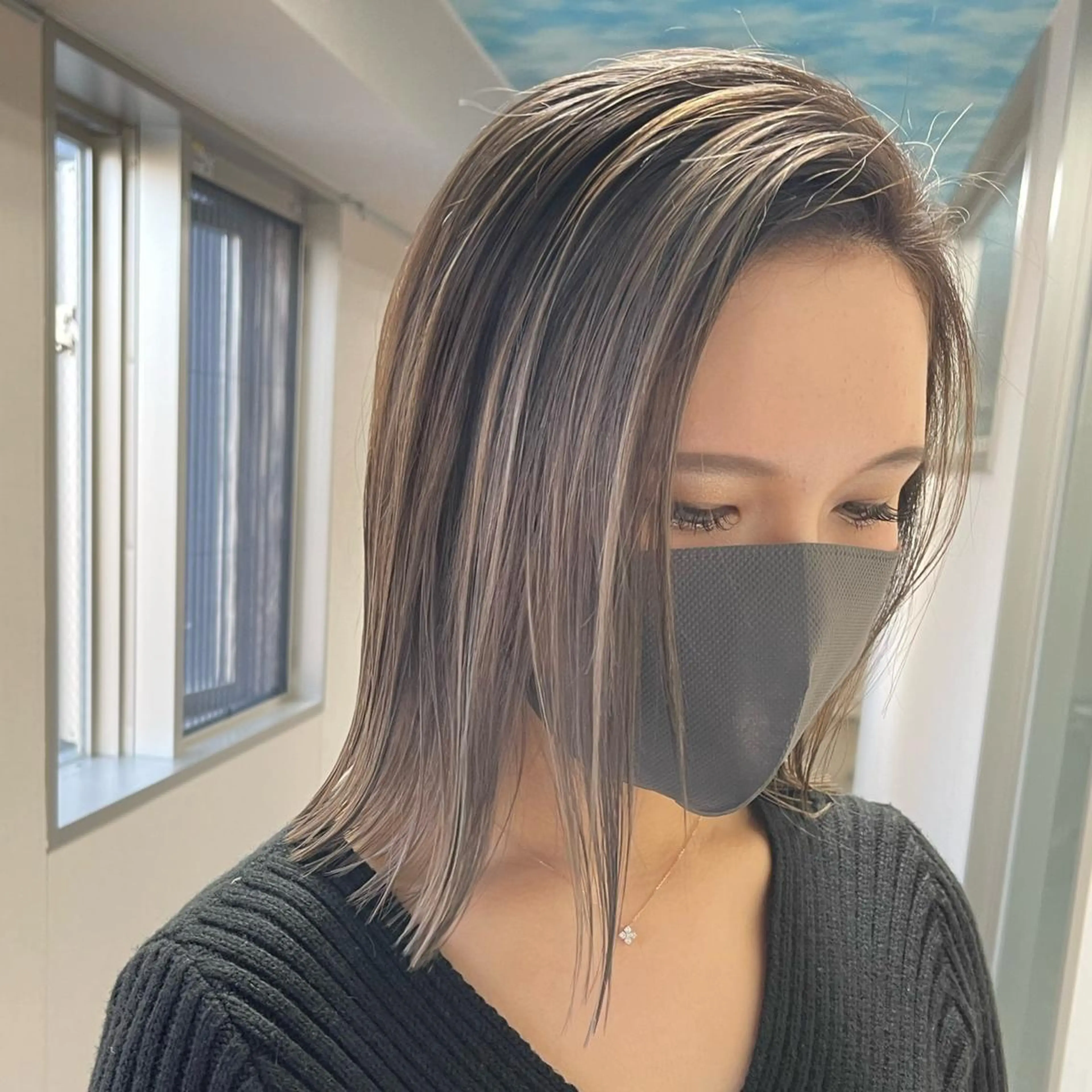 ミディアム カラー ヘアアレンジ ベージュカラー ハイライトカラー ハイライト カット ヘアカラー 松井那津子 /ハイライトブリーチのヘアスタイル