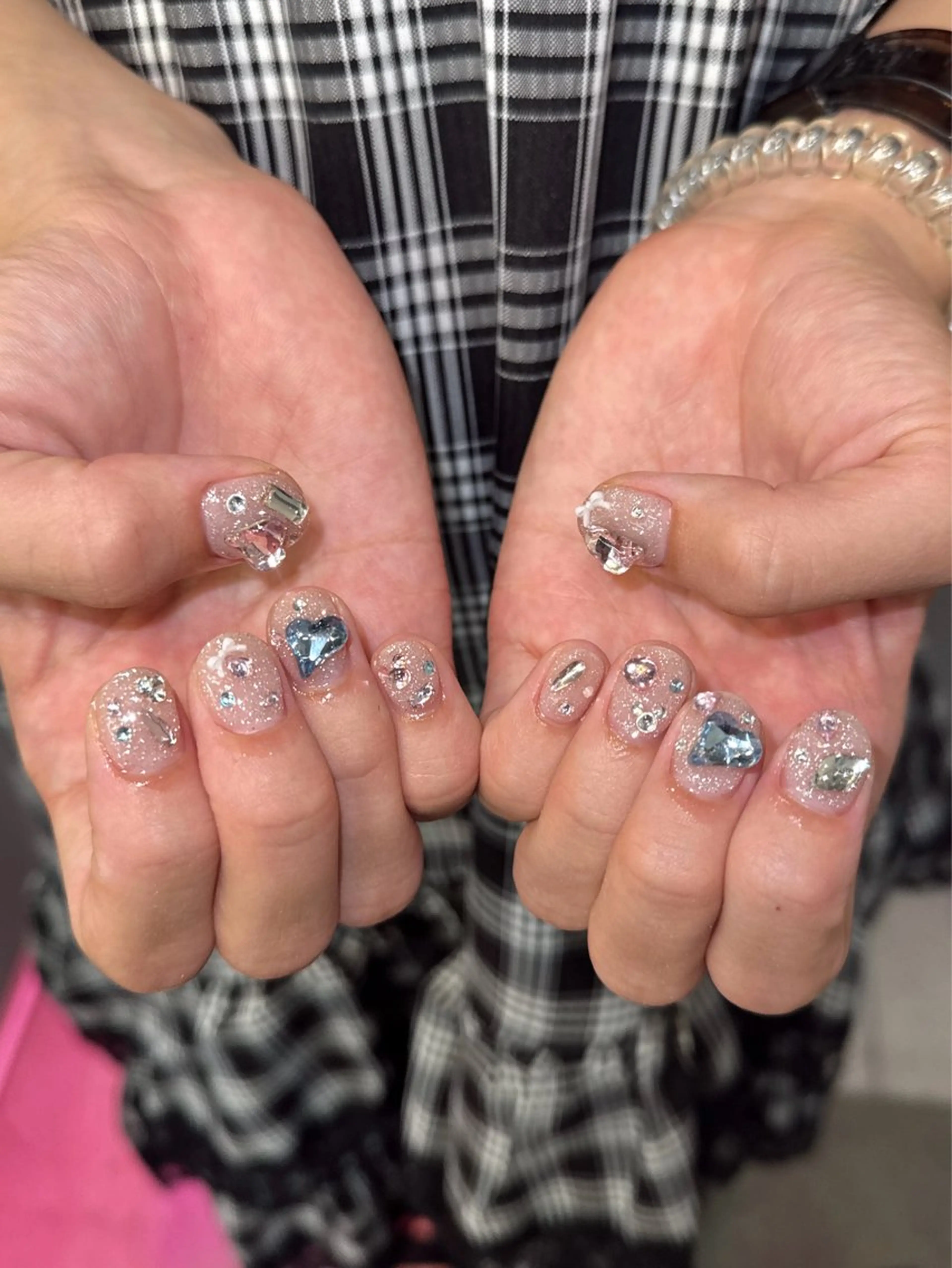 ネイル アニマル柄 ブルー ドット ジェルネイル ガーリー jouerm所属・山田 萌果のネイルデザイン