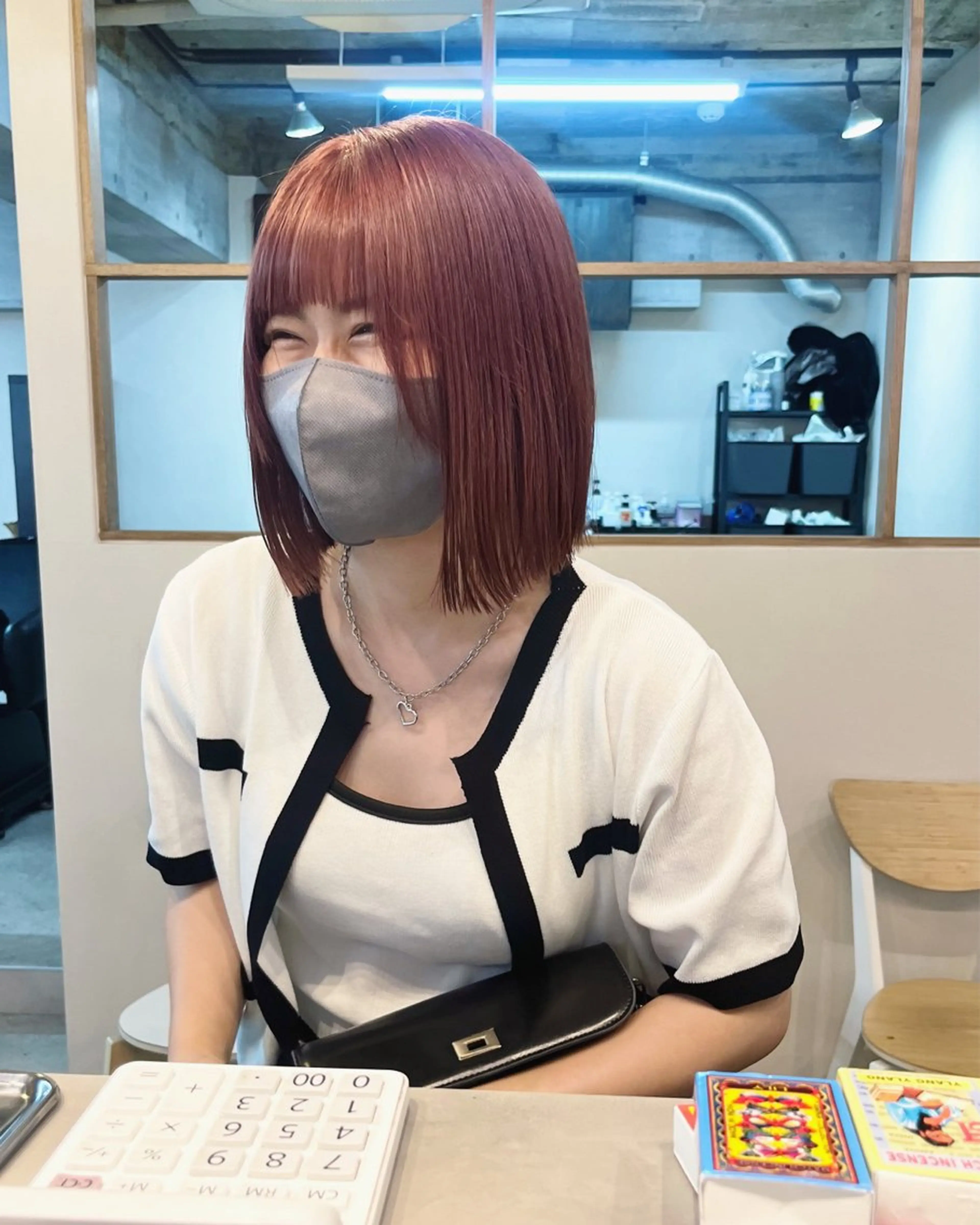 ミディアム カラー ベージュカラー ピンクカラー ピンクベージュ Maison Land所属・KANA MIYOSHIのヘアスタイル