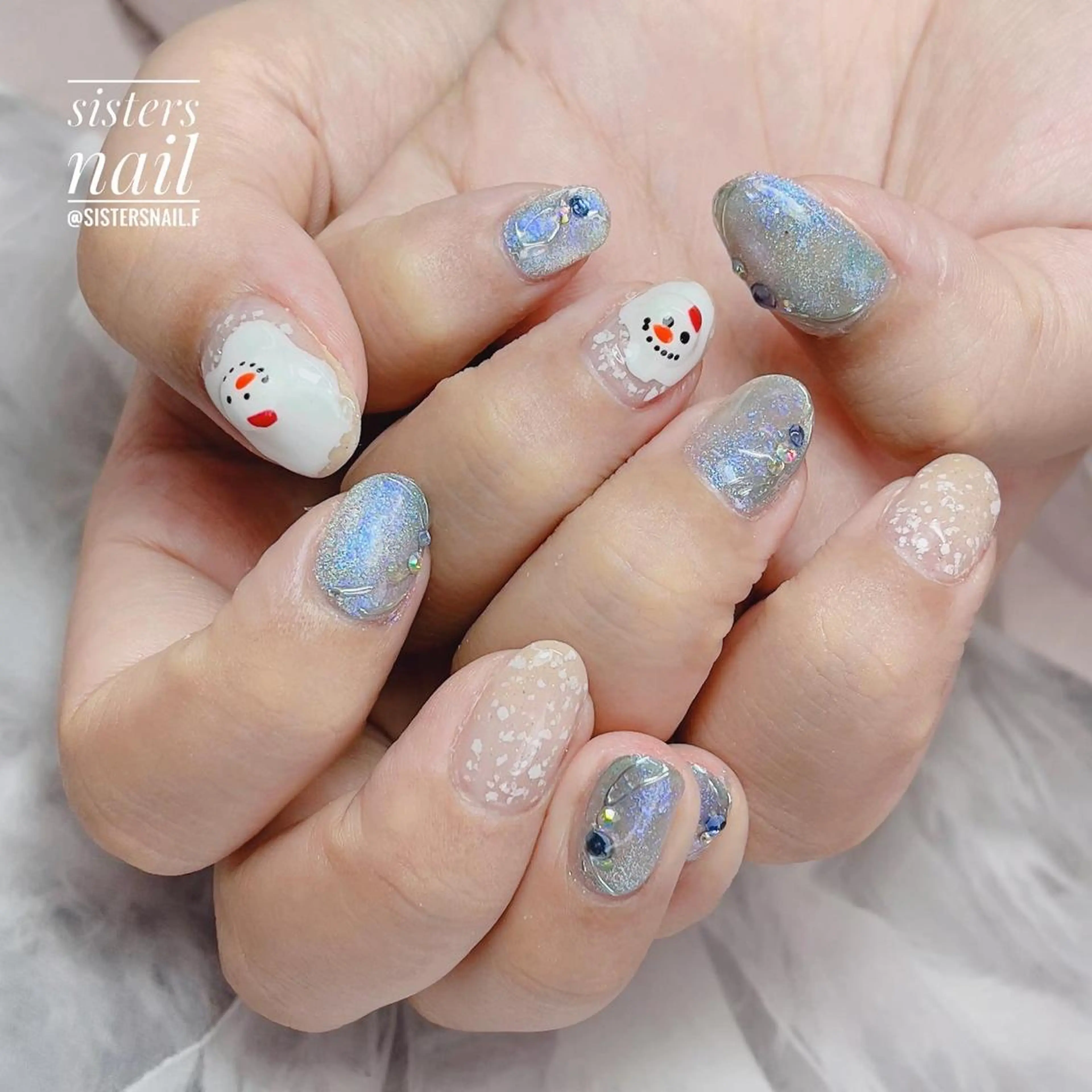 ネイル アートネイル キラキラネイル ラメ(グリッター) マグネットネイル ぷっくりネイル sisters nail.fのネイルデザイン