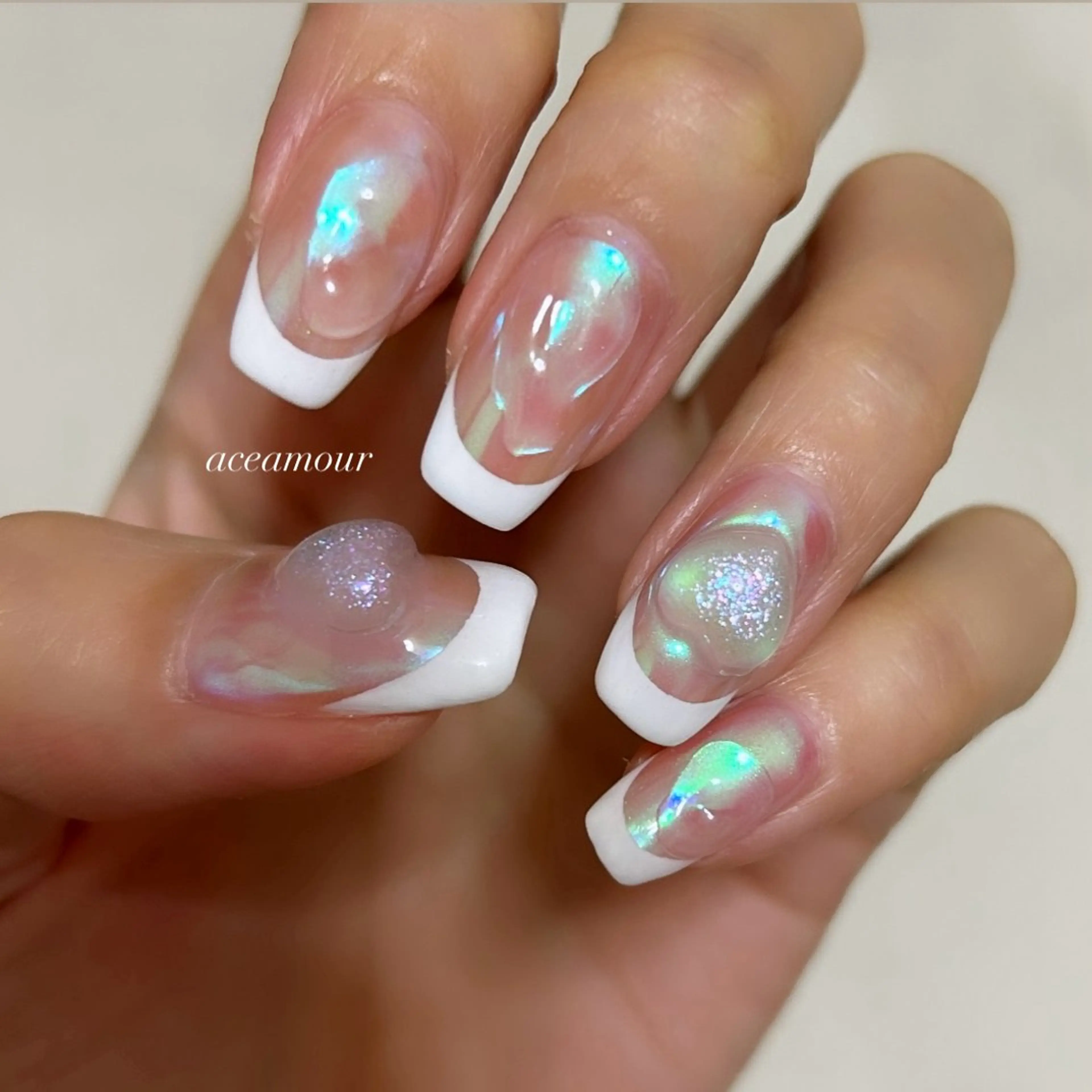 ネイル フレンチネイル 氷ネイル・うるうるネイル ネイル/耳つぼ /新ホワイトニングのネイルデザイン